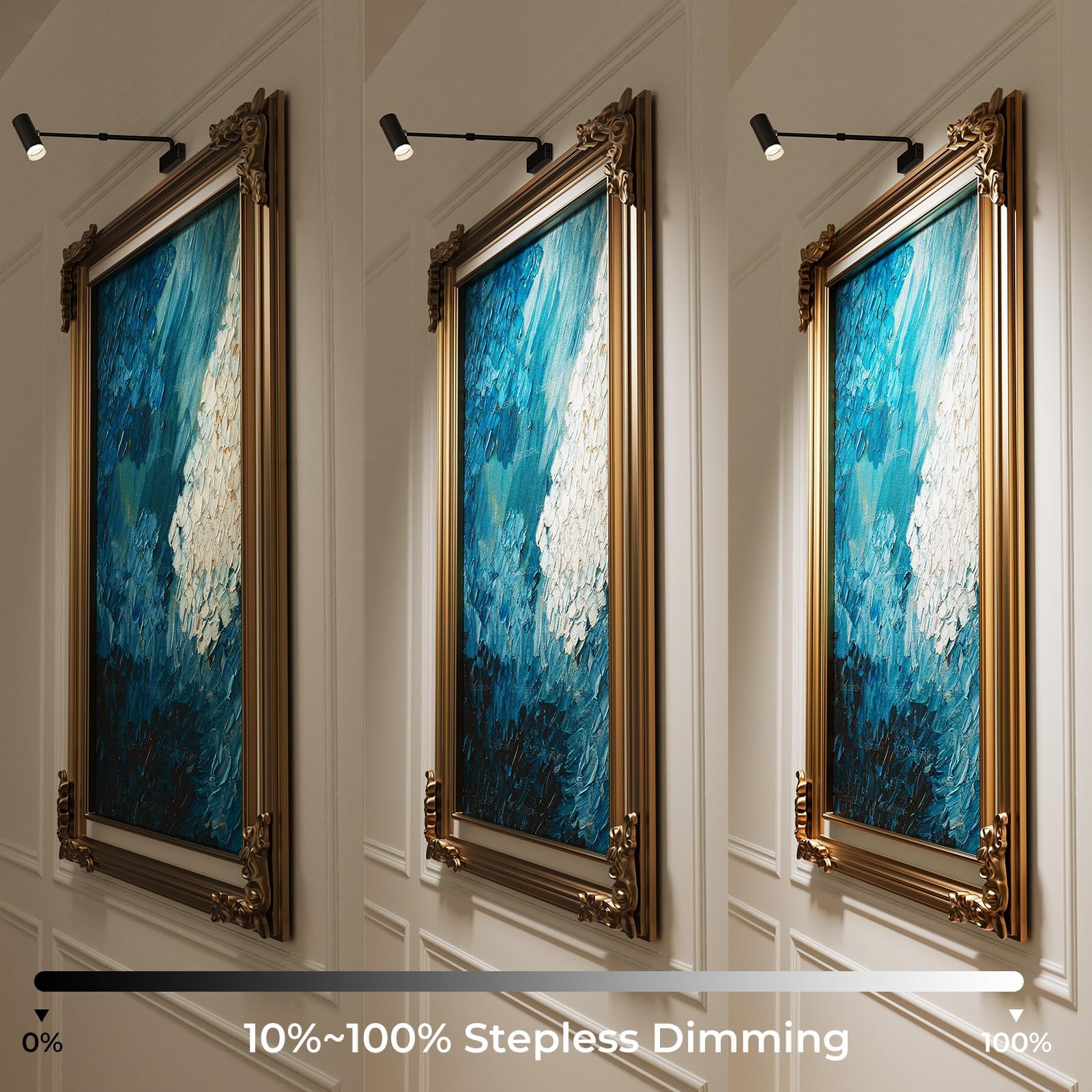 Rechargeable Picture Light with Remote Control, Adjustable Wall Sconce, 4000mAh Battery, Dimmable LED Art Light for Gallery, Bedroom & Bathroom 4