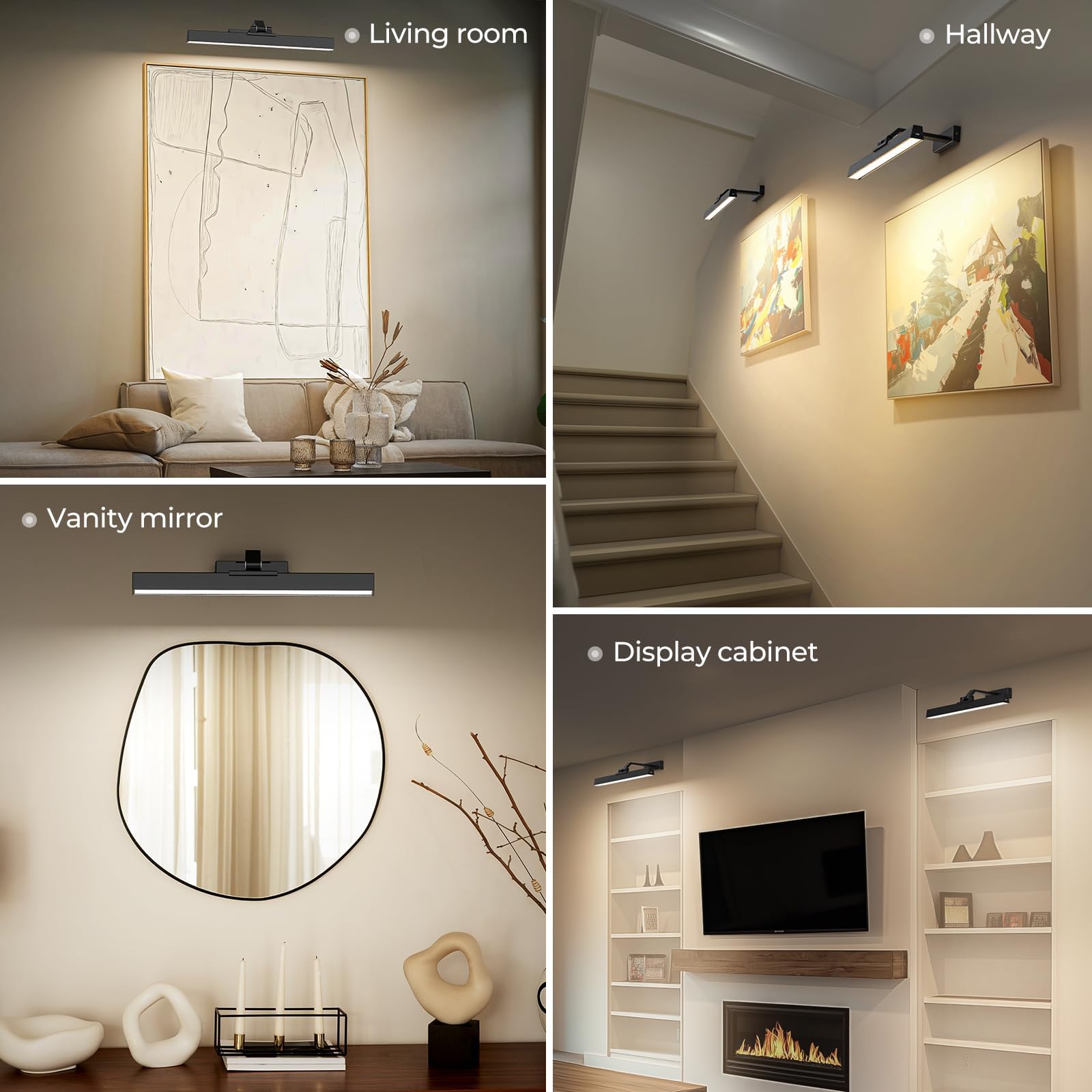 Picture Lights for Wall, Battery Operated Picture Light 16in Gallery Light for Paintings CCT Dimmable Recharging Battery Wall Light with Remote Control for Living Room Dartboard Art Black 6