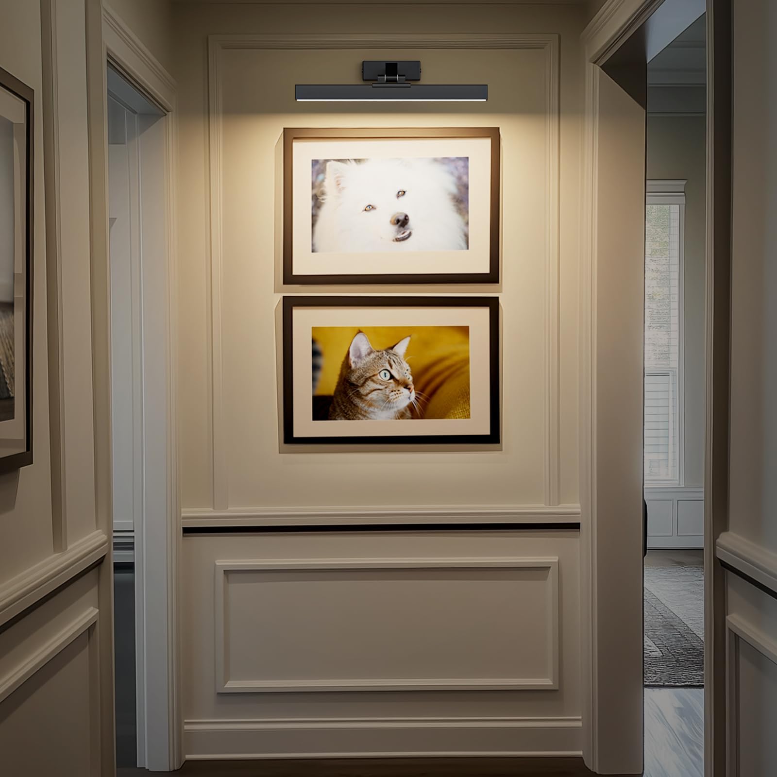 Picture Lights for Wall, Battery Operated Picture Light 16in Gallery Light for Paintings CCT Dimmable Recharging Battery Wall Light with Remote Control for Living Room Dartboard Art Black 7