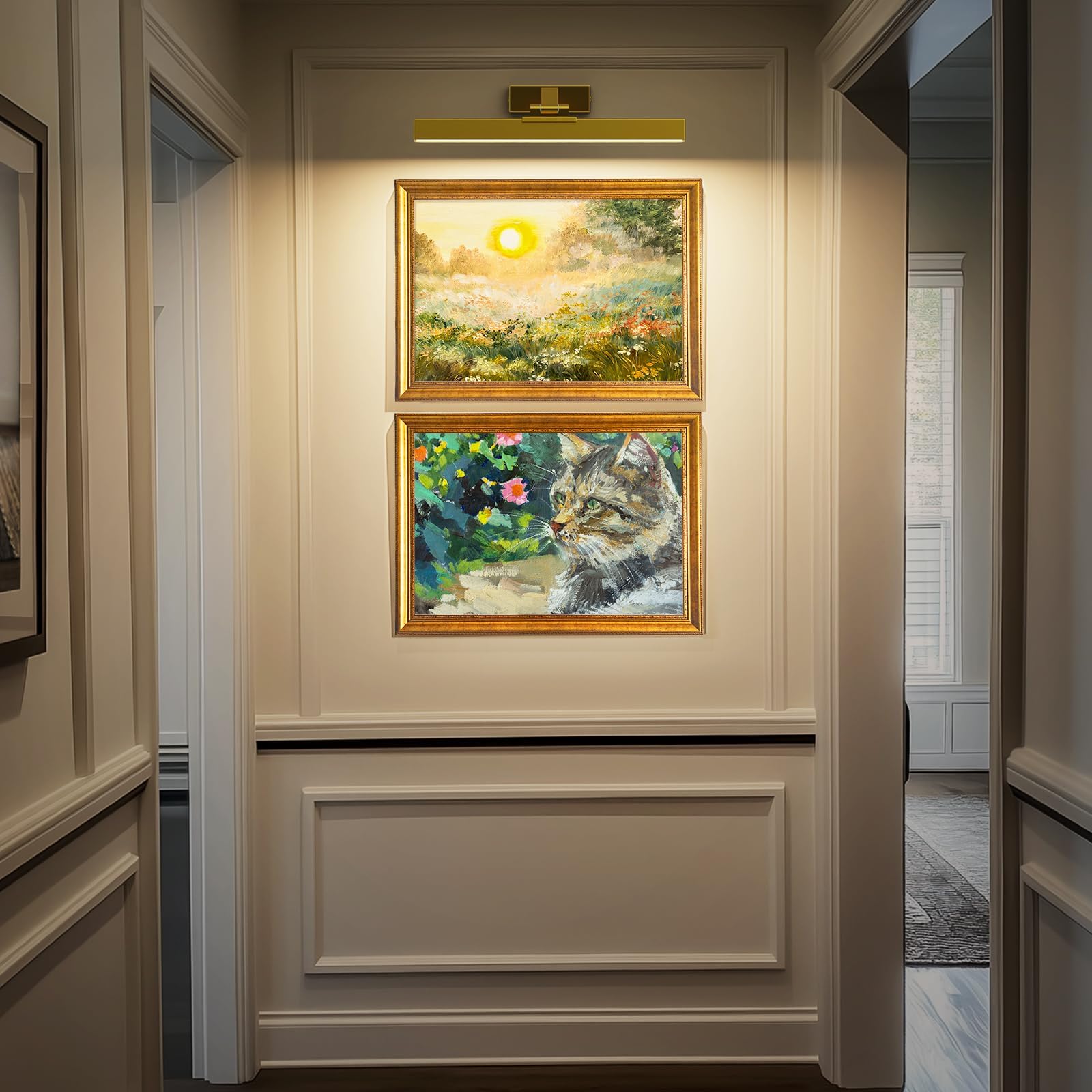 Picture Lights for Wall, Battery Operated Picture Light 16in Gallery Light for Paintings CCT Dimmable Gold 7