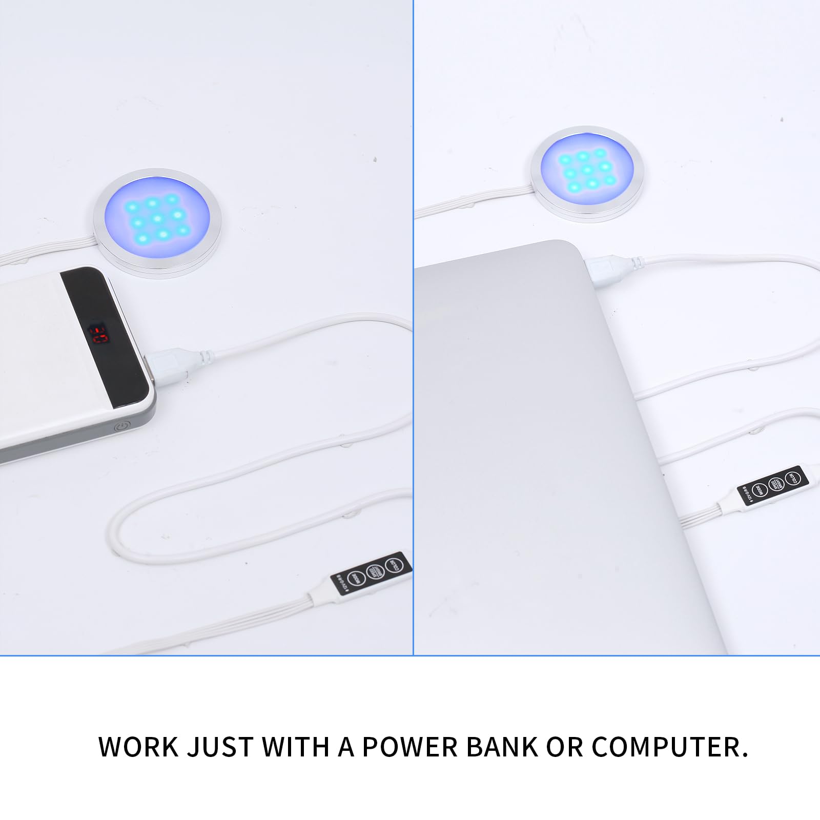 RGB Single LED Kitchen Under Cabinet Puck Light,Color Changing LED Under Cabinet Lights Kit,Aluminum Slim Multi Color Wired Display Cupboard Light for Kitchen 2 PCS 6