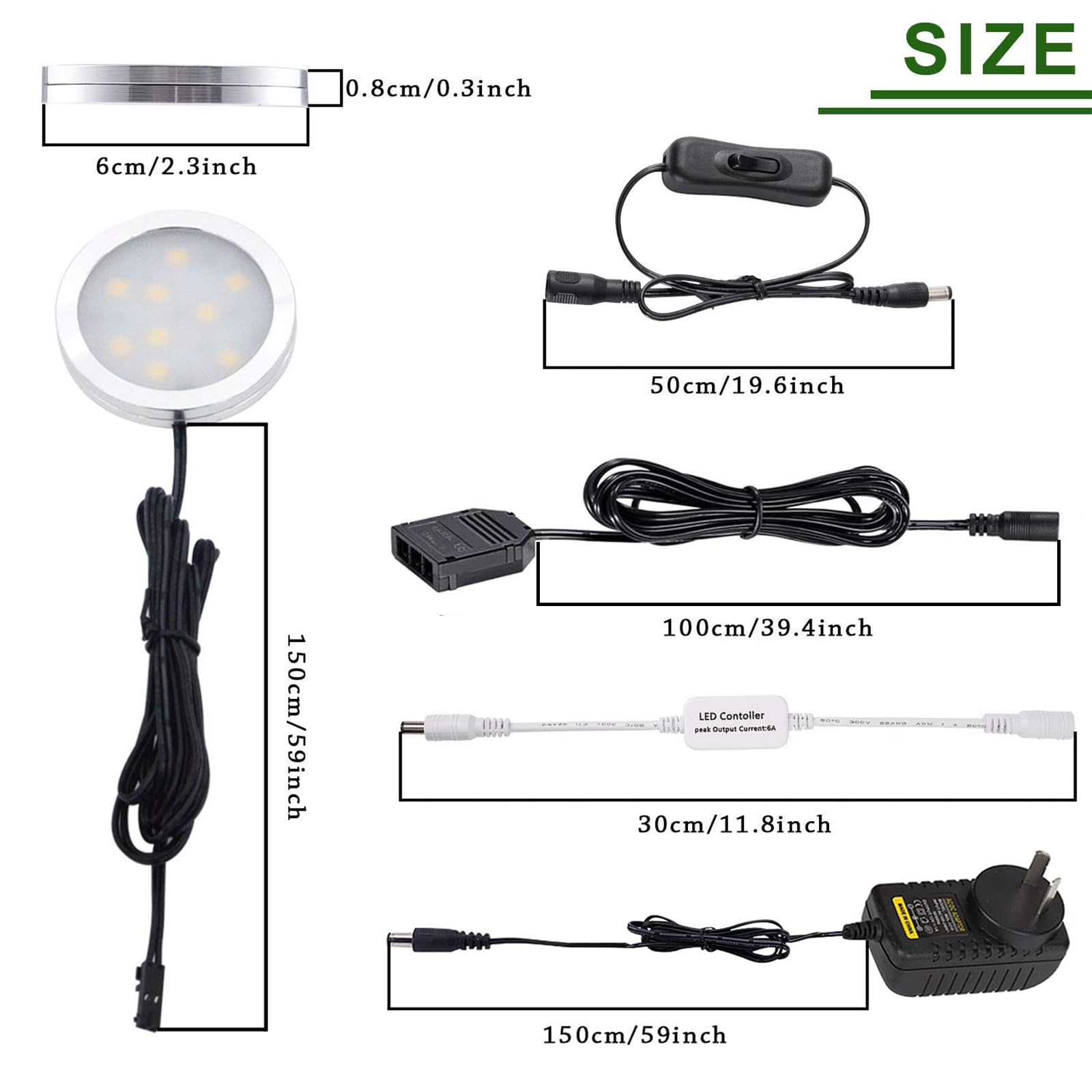 Dimmable & Timing Under Counter Lights Kitchen with Wireless RF Remote,Ultra-Thin 240V LED Cabinet Lights,12W Shelf Lights，4 Lights,Daylight White 3