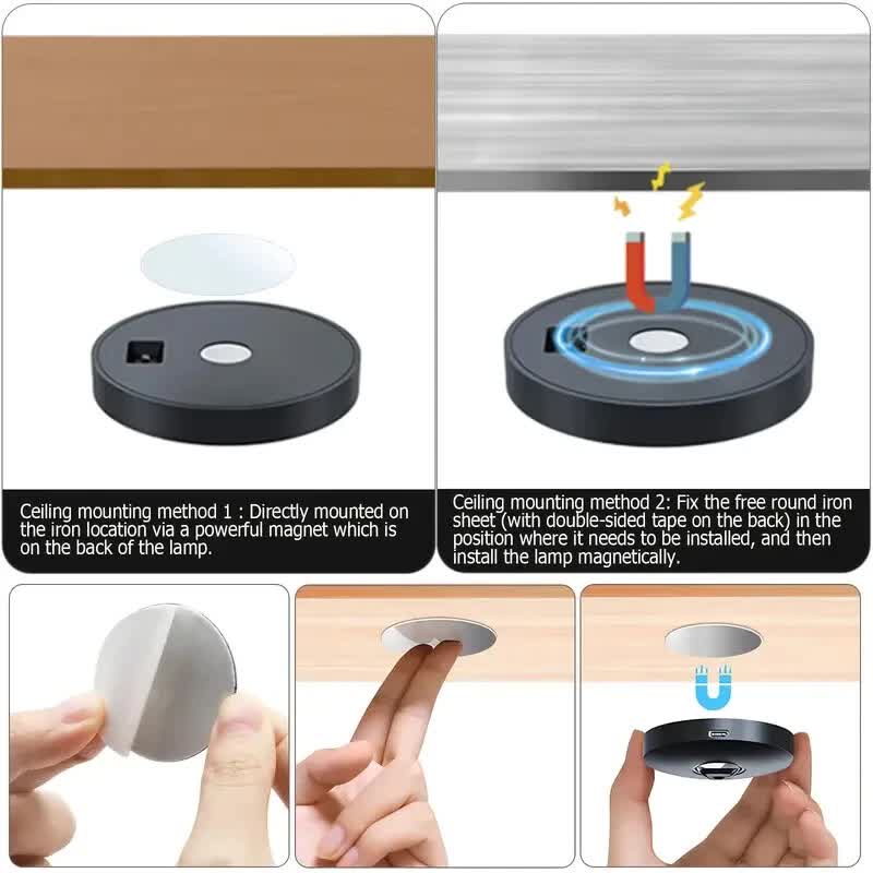 3 Lights LED Rechargeable Slim Cabinet Light, 2cm, Remote Control, Magnetic Mount 6