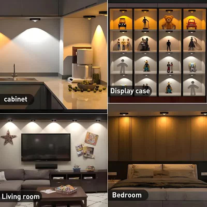 3 Lights LED Rechargeable Slim Cabinet Light, 2cm, Remote Control, Magnetic Mount 8