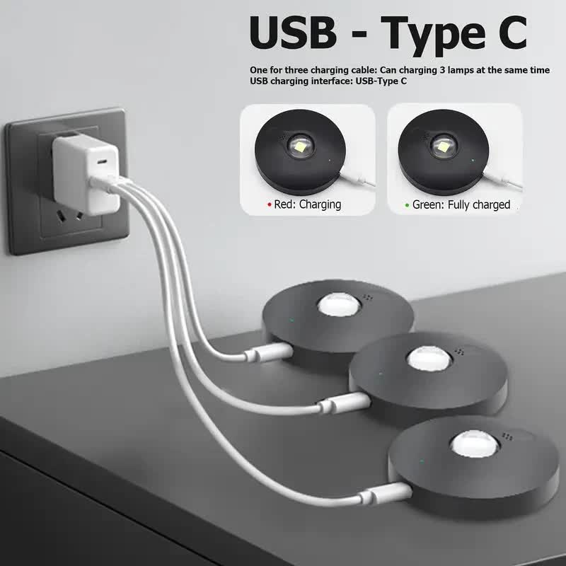 6 Lights LED Rechargeable Slim Cabinet Light, 2cm, Remote Control, Magnetic Mount 6