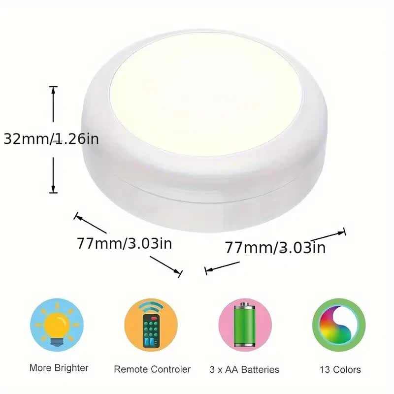 6 Pack RGBW LED Cabinet Lights, Remote Control, Battery Powered 3