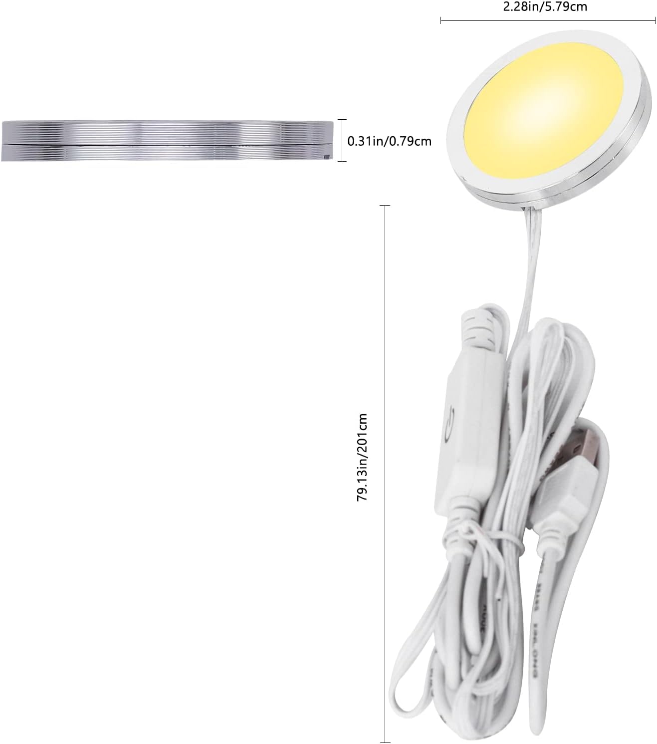 4 Pack Puck Lights 5V Single USB Powered,3 Color Temperature Adjustable & Dimmable Under Cabinet Light,3D Printer LED Lamp Kit for Cabinet,Wardrobe,Showcase 6