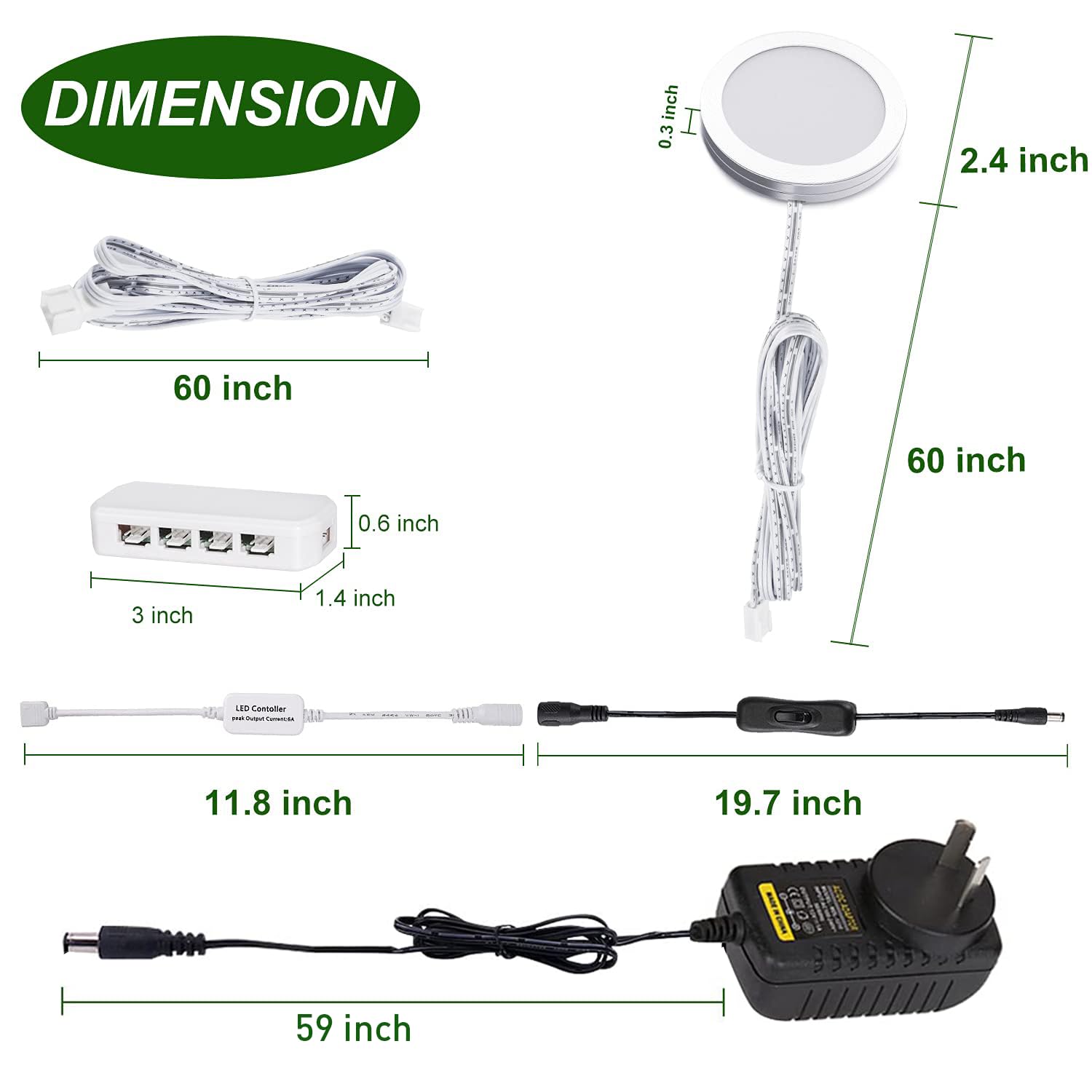 LED Under Cabinet Puck Lights CCT Light Color Temperature Adjustable Warm+White Double Color with Dimmable RF Remote Controller for Kitchen Shelf Ambiance Display Lighting (8 Lights, 24W) 3