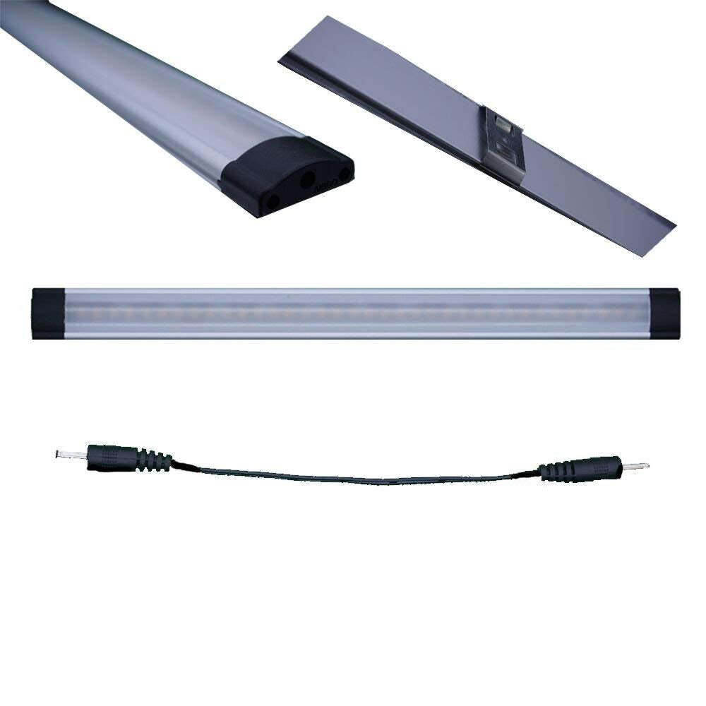 Dimmable Led Under Cabinet Lighting Bar Linkable Kits with Rocker Switch Under Counter Kitchen,Showcase,Shelf Lighting(3 Panel Kits Cold White) 5