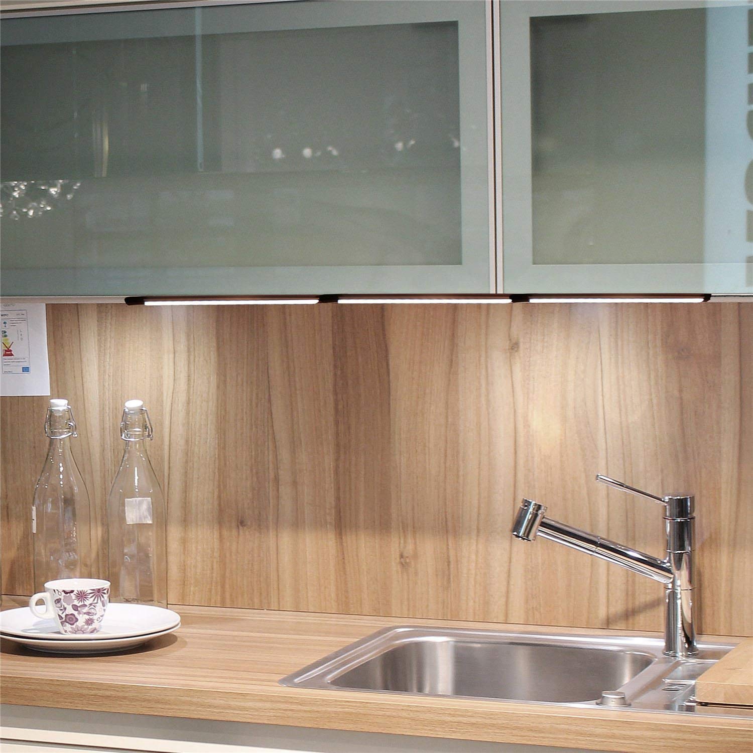 Dimmable Led Under Cabinet Lighting Bar Linkable Kits with Rocker Switch Under Counter Kitchen,Showcase,Shelf Lighting(3 Panel Kits Cold White) 7