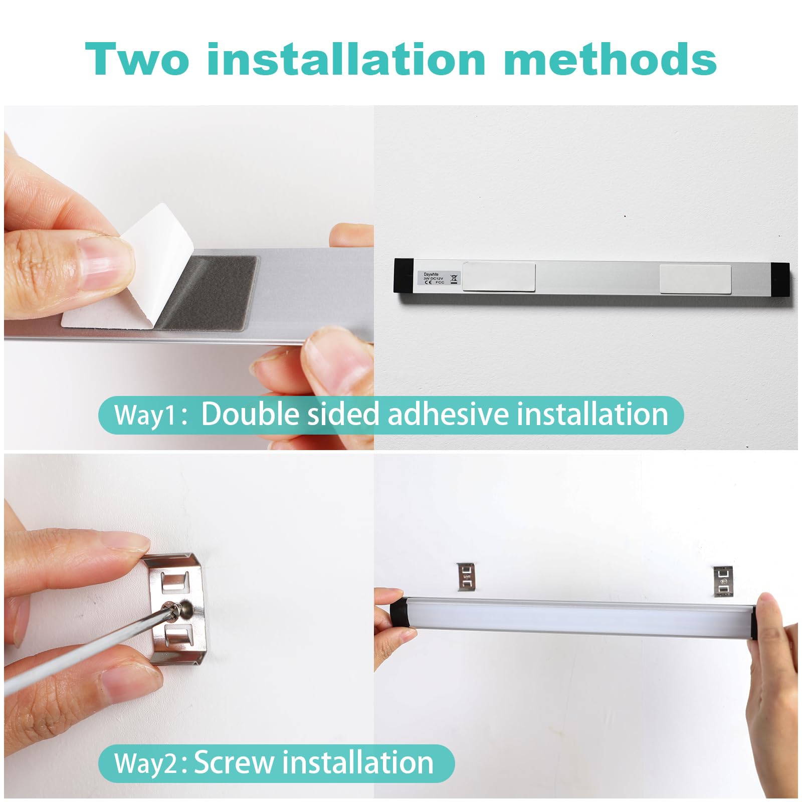 Dimmable Led Under Cabinet Lighting Bar Linkable Kits with Rocker Switch Under Counter Kitchen,Showcase,Shelf Lighting(3 Panel Kits Warm White) 4