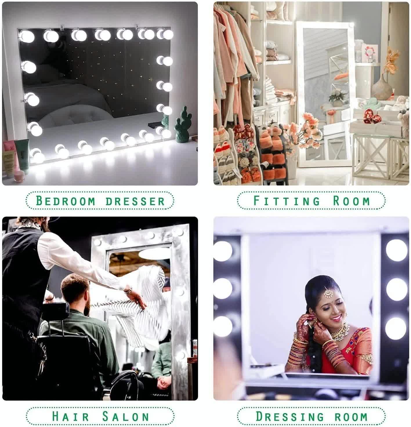 Hollywood LED Vanity Mirror Lights Kit,Stick on Dimmable Makeup Lights, 12V Mirror Lighting Strip Fixture for Vanity Dressing Table Set, Bedroom Wall Lights,CRI>90 (4000K Natural White,10 Bulbs) 4