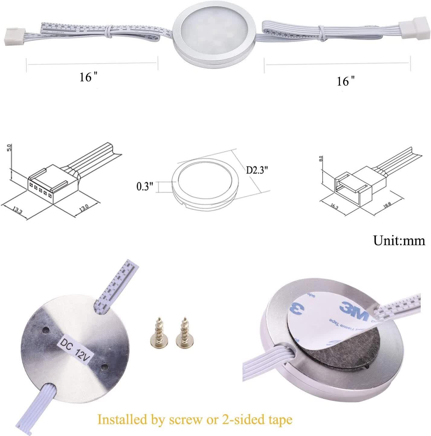 Under Counter LED Light Kit, RGBW Under Cabinet Lighting, 10 Packs Colored Cabinet Lights with Wireless 40-Key IR Dimmable Remote Control (10 Lights) 4