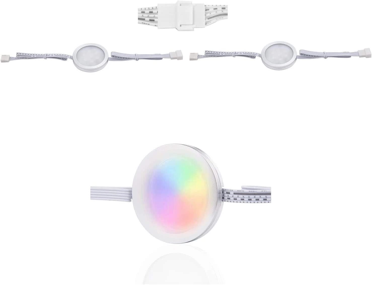 Under Counter LED Light Kit, RGBWW Under Cabinet Lighting, 10 Packs Colored Cabinet Lights with Wireless 40-Key IR Dimmable Remote Control (10 Lights) 6