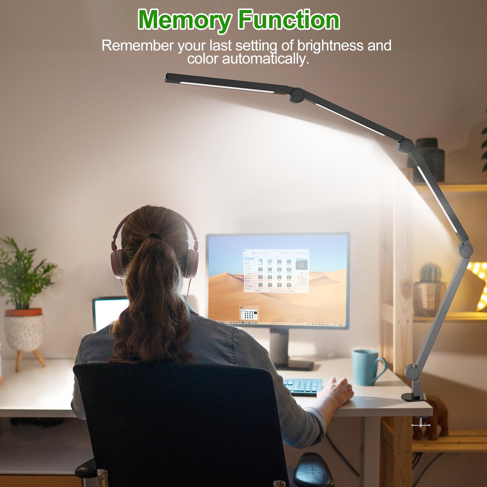 LED Desk Lamp,Foldable Table Lamp for Computer and Desktop,Flexible Clamp on Desk Lamps,Black Portable Desk Lamp for Home Office Reading,Working,Computer Desk,Study Lamp for Kids 5