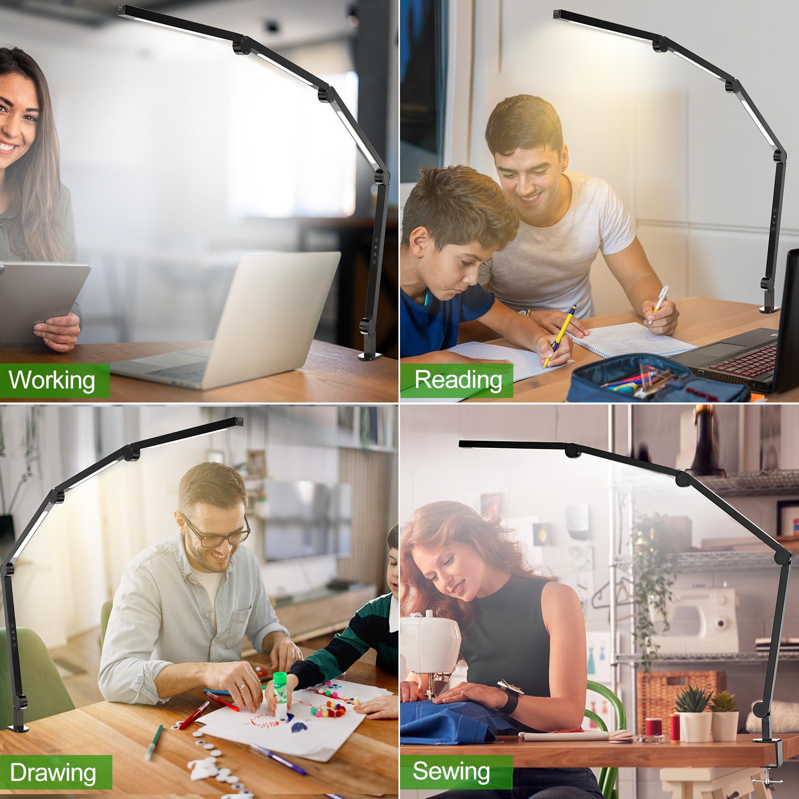 LED Desk Lamp,Foldable Table Lamp for Computer and Desktop,Flexible Clamp on Desk Lamps,Black Portable Desk Lamp for Home Office Reading,Working,Computer Desk,Study Lamp for Kids 7