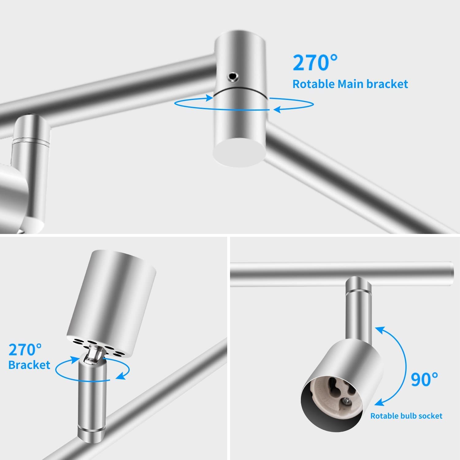 Kitchen Lights, 6-Light Ceiling Lighting Kits, Swivelling Ceiling Spotlight for Bedroom, Kitchen and Living Room(GU10 LED Bulbs not Included) (Brush Nickel) 3