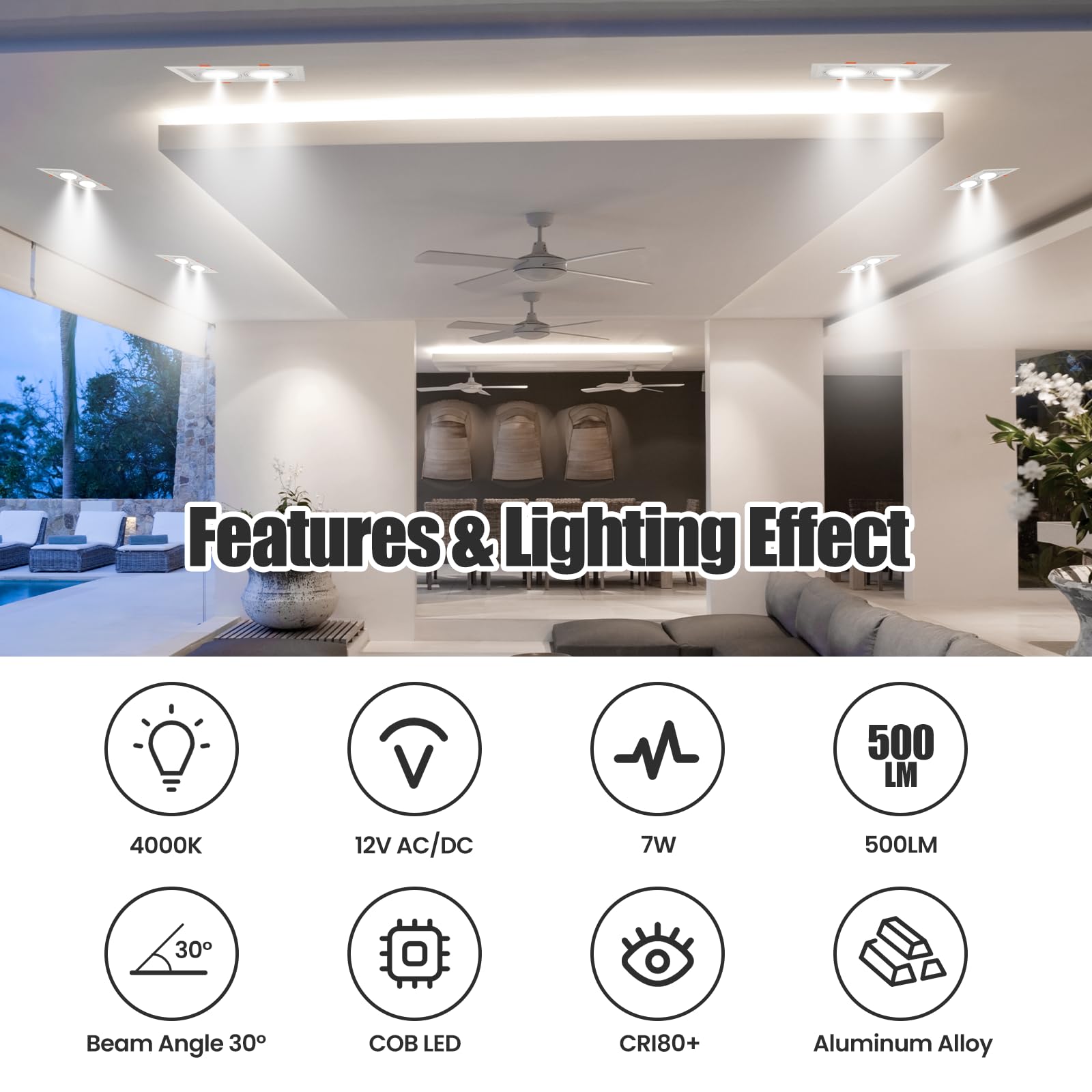 AR70 LED Light Bulb BA15D B15 Base, AC/DC12V Input, 7W 500lm for Home Household Commercial Lighting, 50W Halogen Lamp Replacement(Natural White,4 Pack) 4