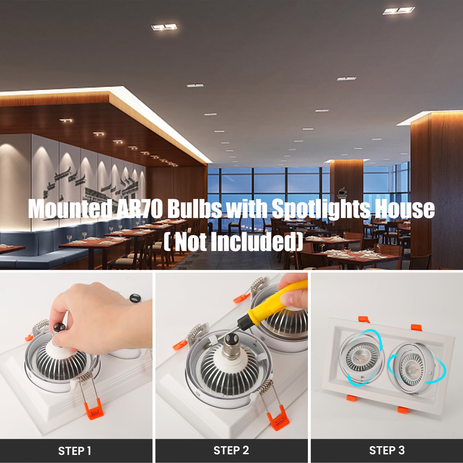 AR70 LED Light Bulb BA15D B15 Base, AC/DC12V Input, 7W 500lm for Home Household Commercial Lighting, 50W Halogen Lamp Replacement(Natural White,4 Pack) 6