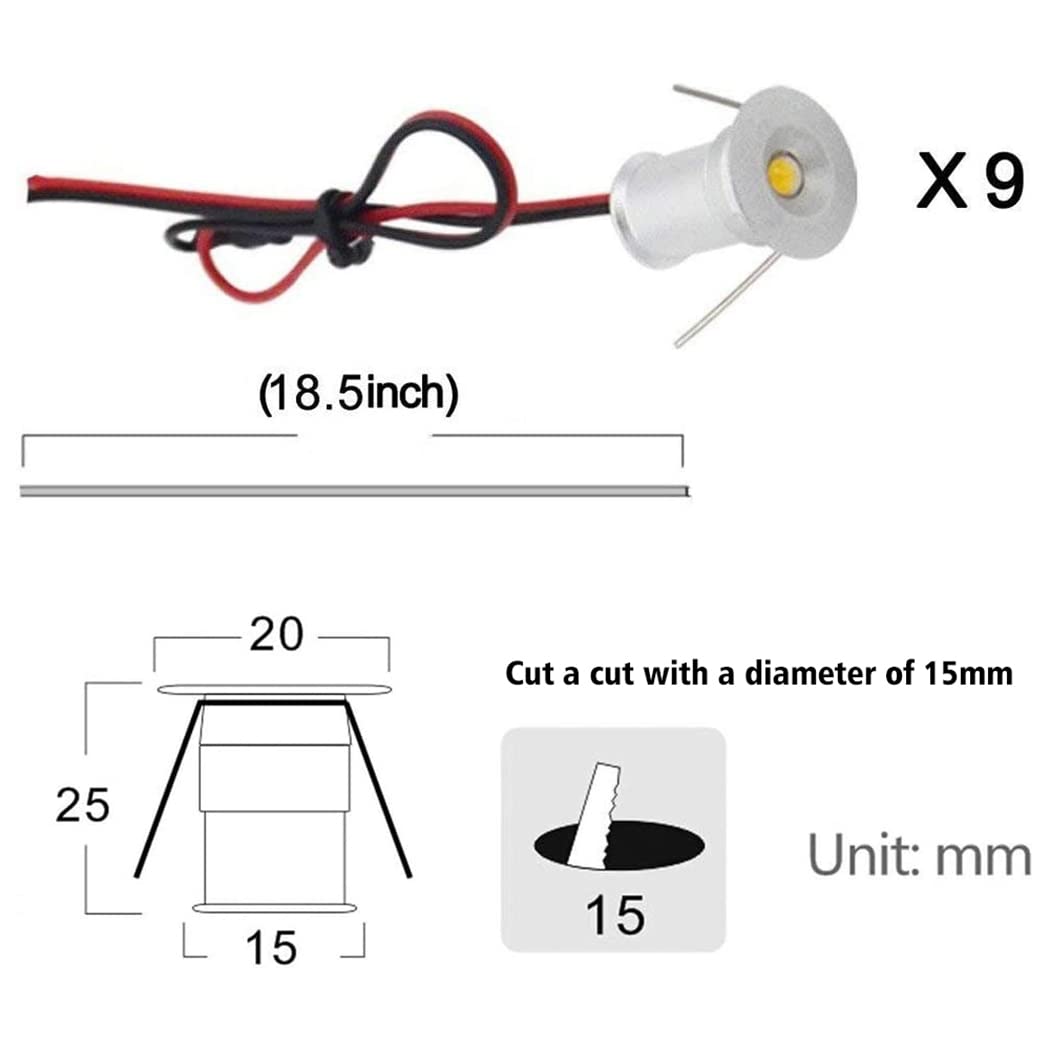 LED Small Recessed Ceiling Lights Spot Lights Downlights,IP54 Ceiling Ultra Slim 9 Pack,Small Spot Lamp with Hardwired for Kitchen,Stairs,Hallway,DIY Lighting,Bookshelf (6000K Daylight White) 6