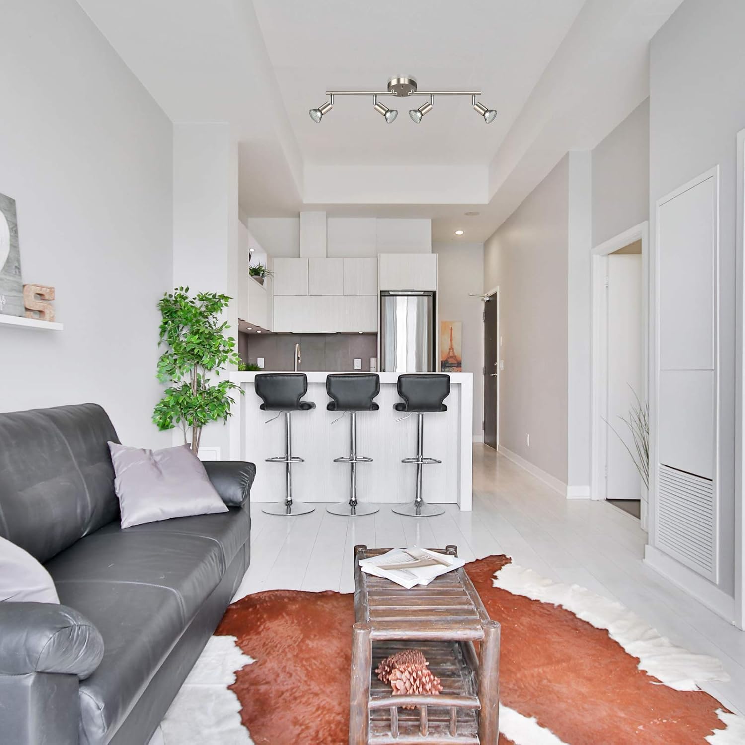 LED Ceiling Light,4 Way Rotatable Spot Lights for Ceiling,Flexible Ceiling Lights for Bedroom,Living Room, Black Nickel with Protectiv Bulb Trims(Gu10 Bulbs Not Included) 6