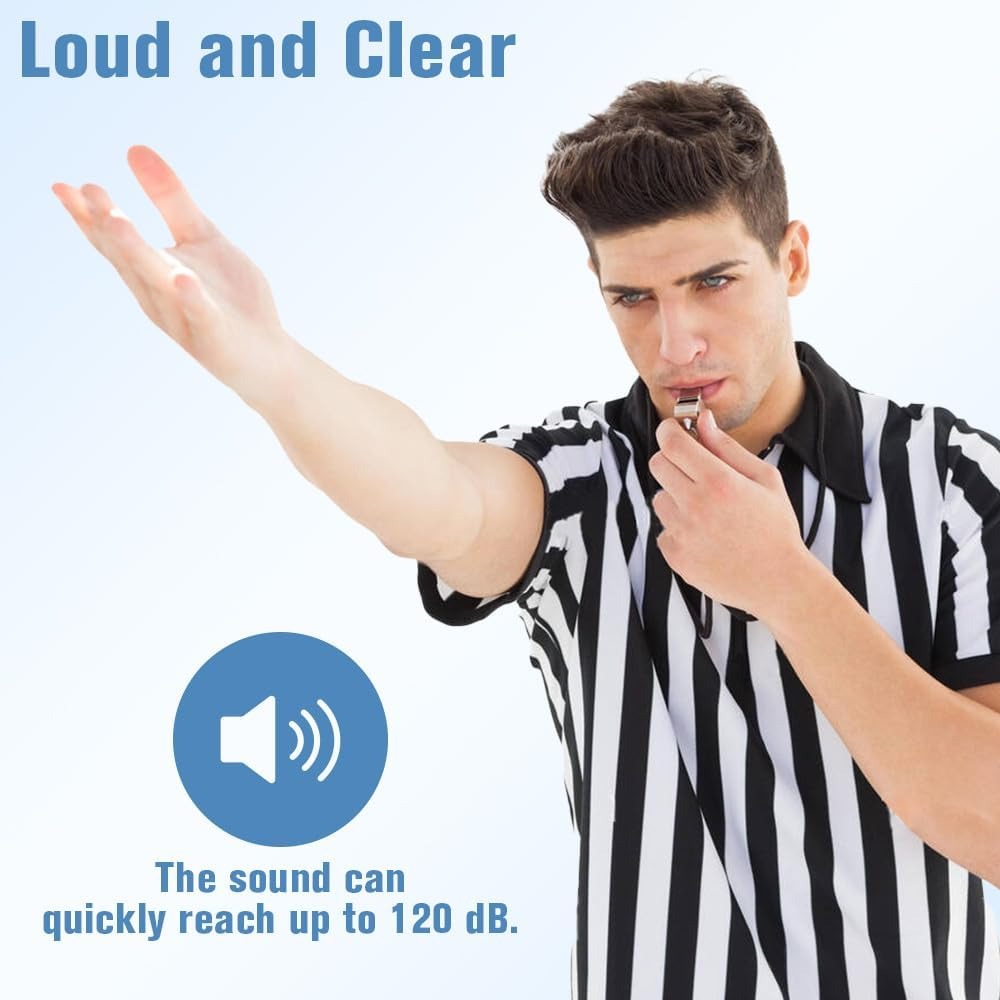 24 Pack Stainless Steel Whistles with Lanyards – Durable Loud Sports, Coaching, Referee, Party Favors, Outdoor Safety Whistles 3