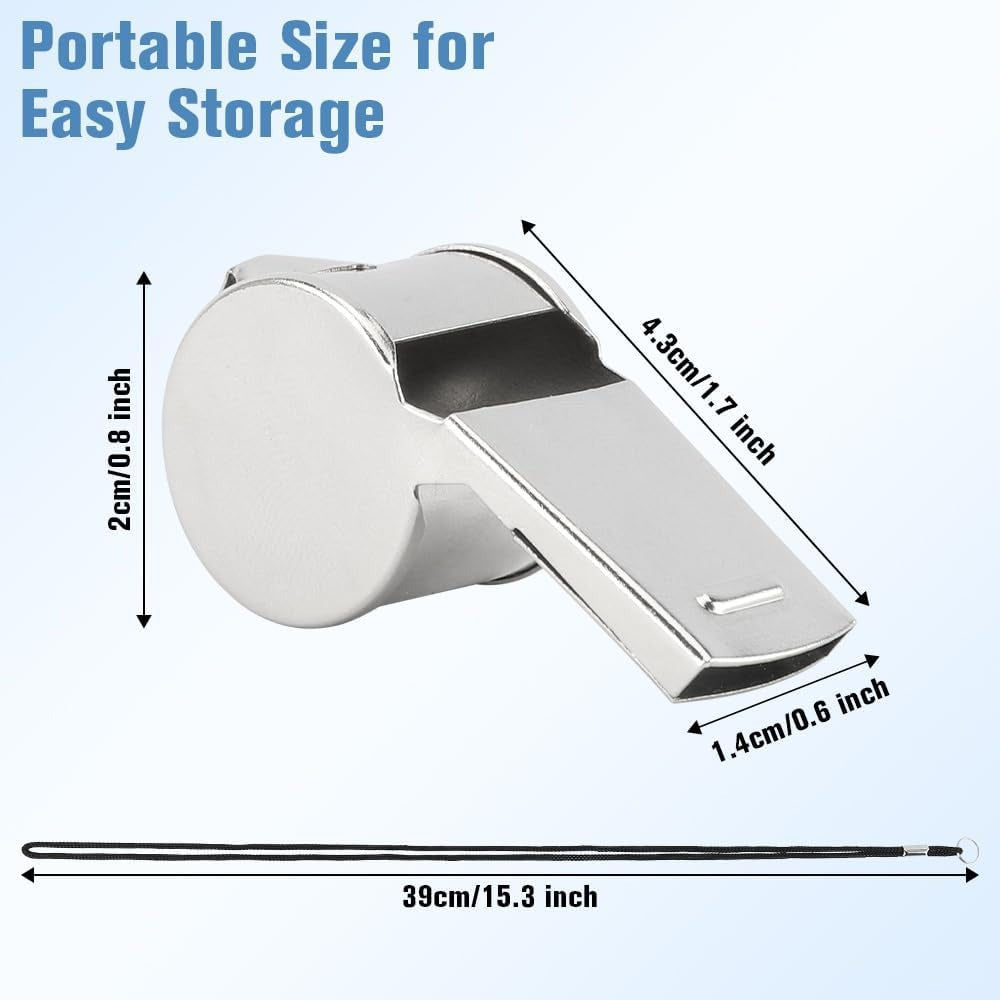 24 Pack Stainless Steel Whistles with Lanyards – Durable Loud Sports, Coaching, Referee, Party Favors, Outdoor Safety Whistles 4