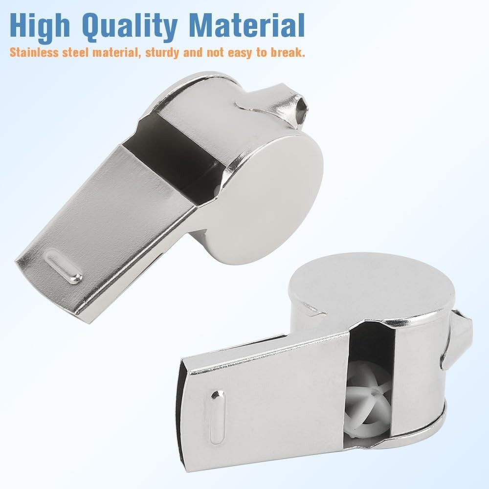 24 Pack Stainless Steel Whistles with Lanyards – Durable Loud Sports, Coaching, Referee, Party Favors, Outdoor Safety Whistles 5