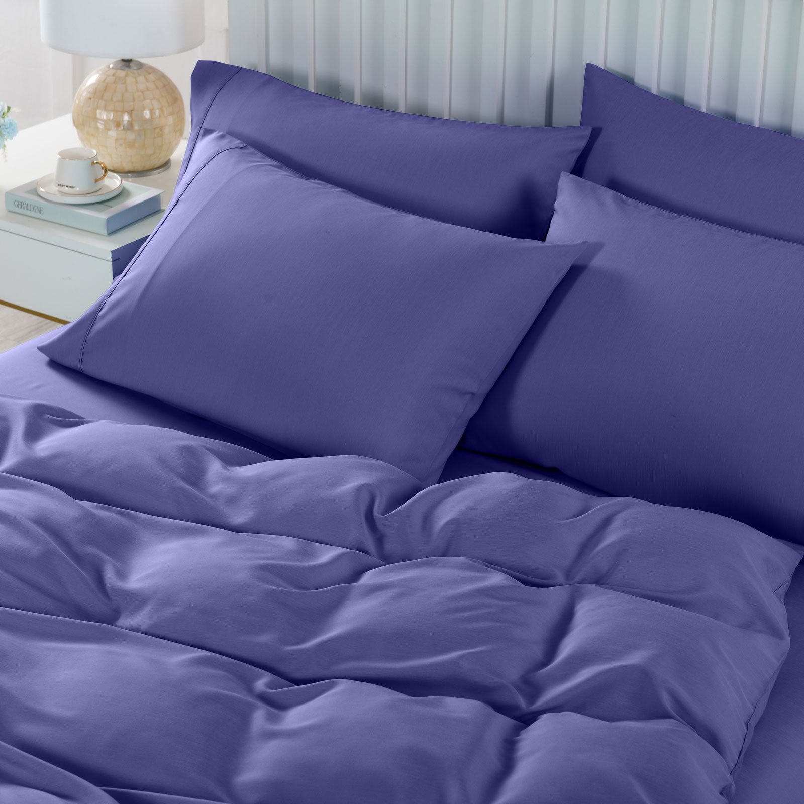 Royal Comfort 2000TC 6 Piece Bamboo Sheet & Quilt Cover Set Cooling Breathable - King - Royal Blue 3