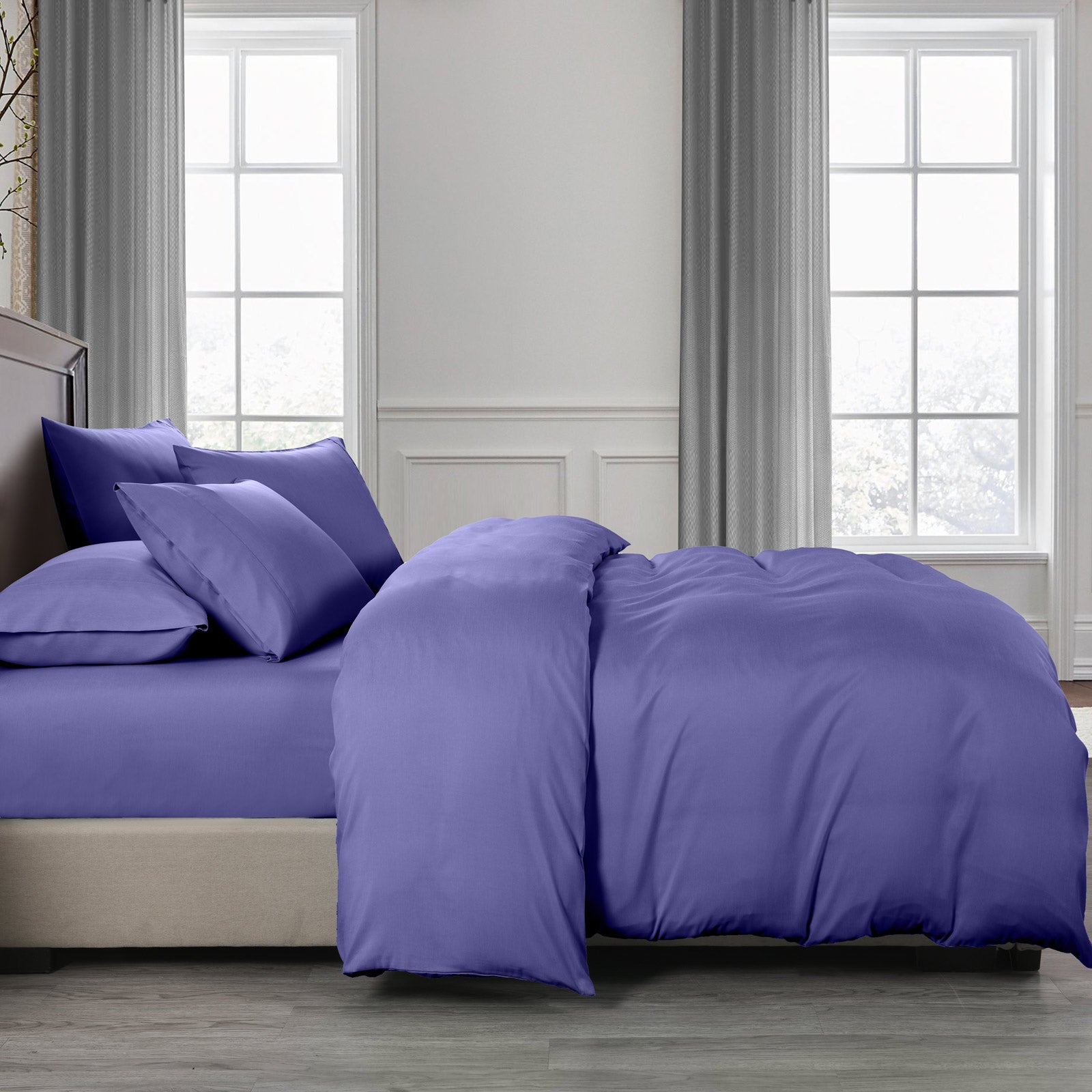Royal Comfort 2000TC 6 Piece Bamboo Sheet & Quilt Cover Set Cooling Breathable - King - Royal Blue 4