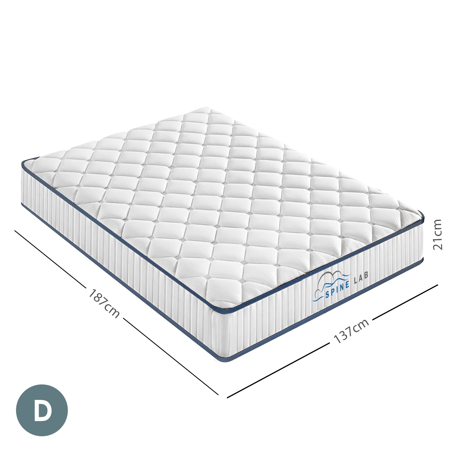 Spine-Lab Mattress 5 Zone 21cm Medium Firm Foam Bonnell Spring - Double - White 4