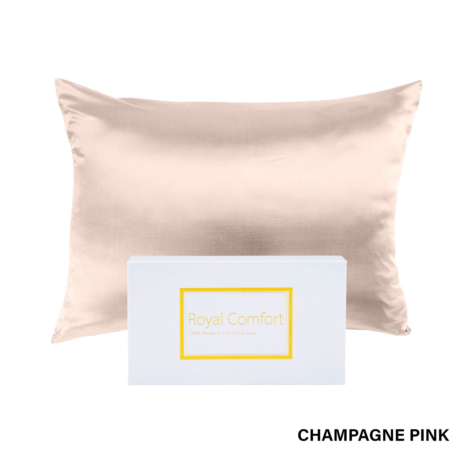 Royal Comfort Pure Silk Pillow Case 100% Mulberry Silk Hypoallergenic Pillowcase - Champagne Pink 7