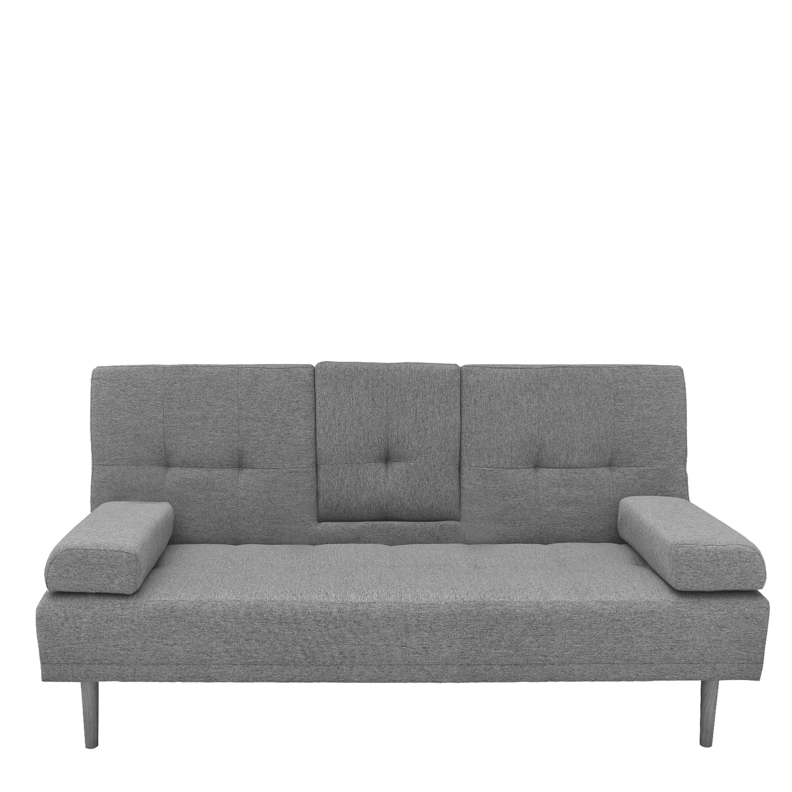 Casa Decor Mendoza 2 in 1 Sofa Bed Couch Grey Pull Down Cupholder 3 Seats Futon 3