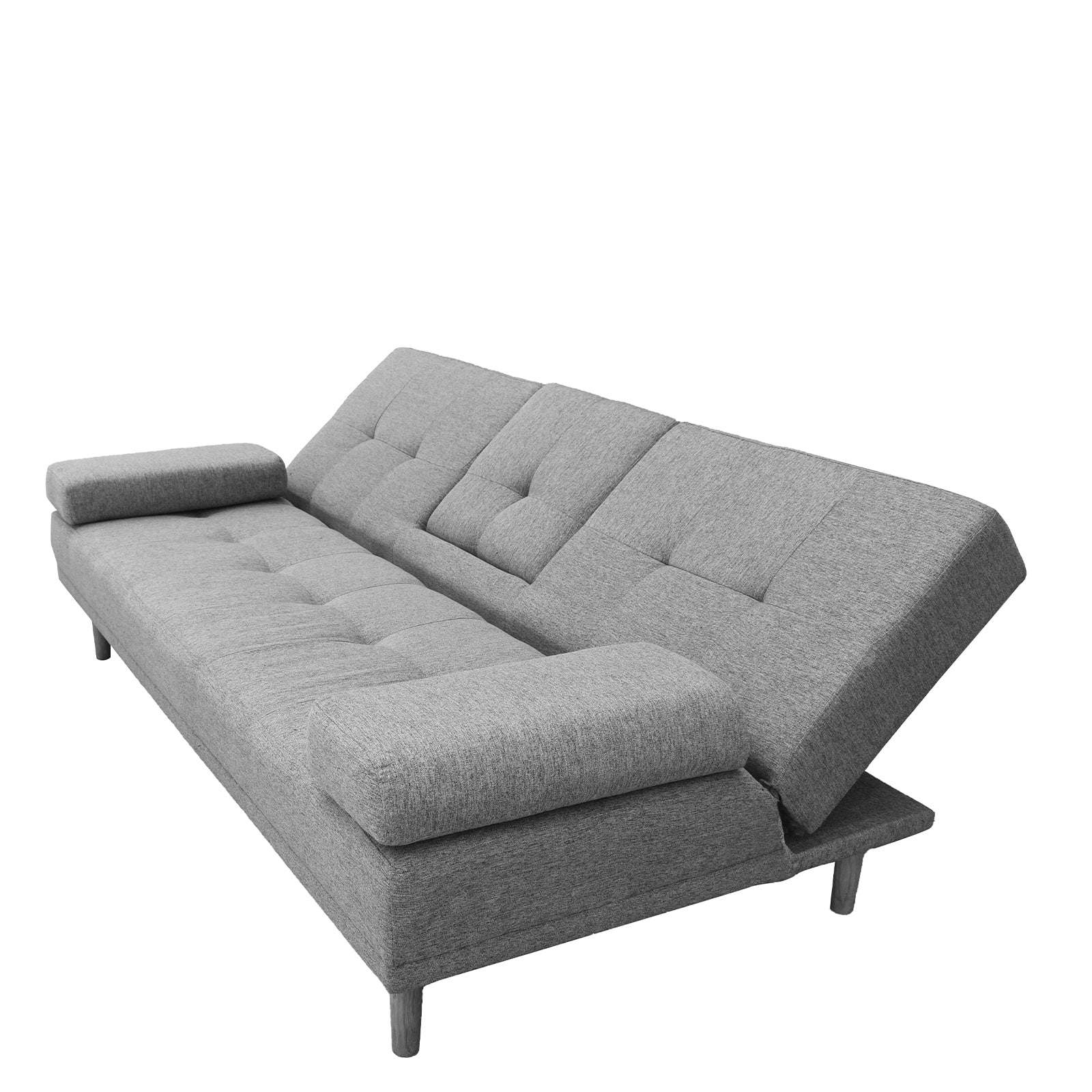 Casa Decor Mendoza 2 in 1 Sofa Bed Couch Grey Pull Down Cupholder 3 Seats Futon 6