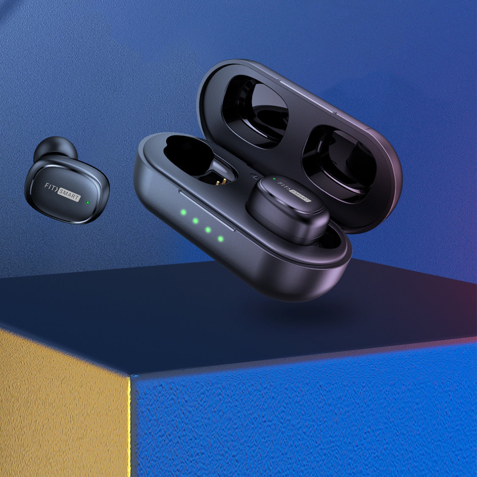 FitSmart In Ear Buds with Charging Case Portable Wireless Black 3
