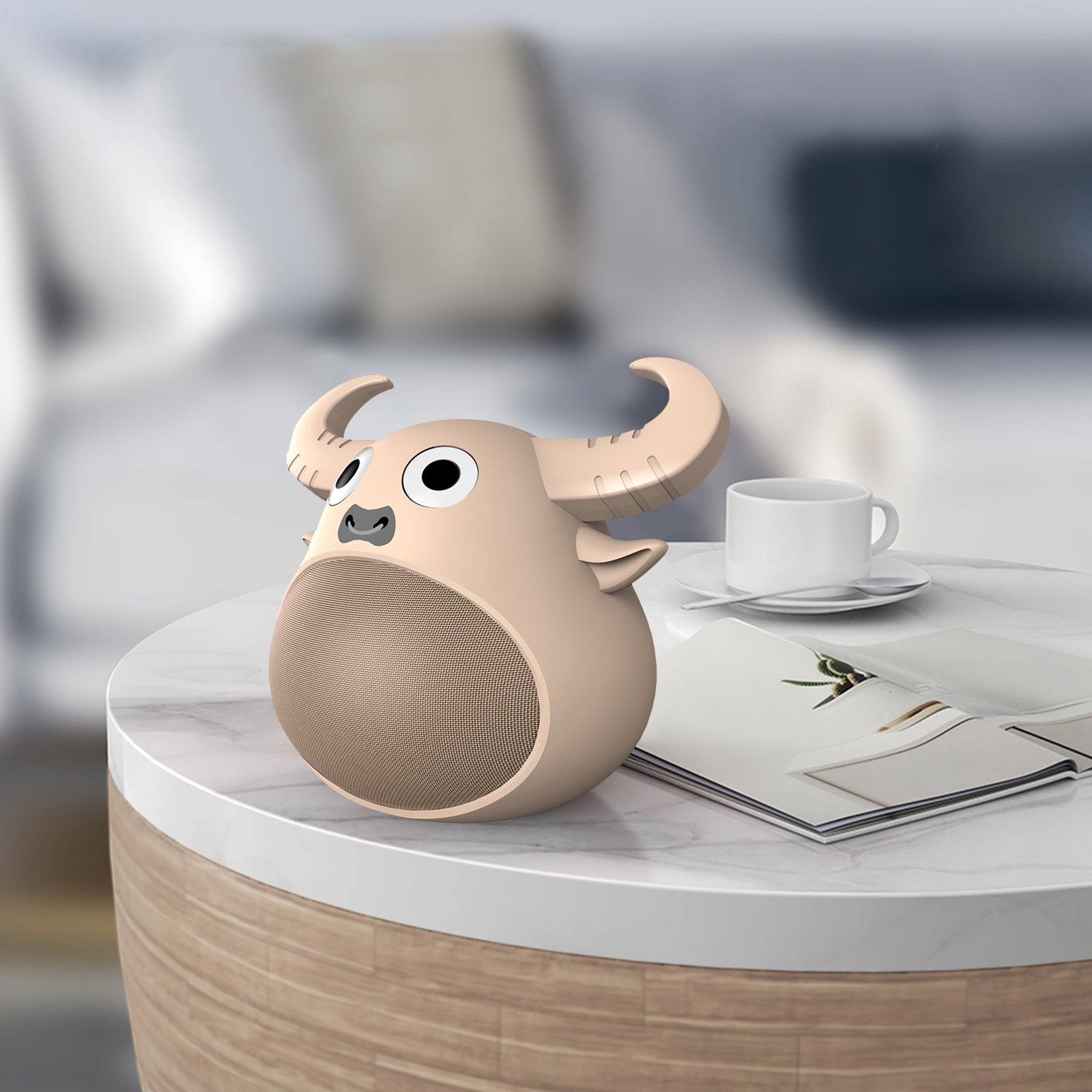Fitsmart Bluetooth Animal Face Speaker Portable Wireless Stereo Sound - Khaki 3