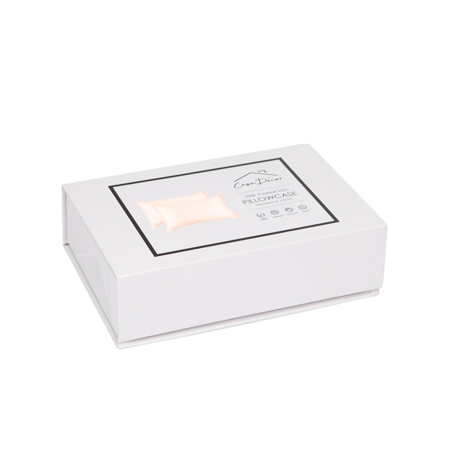 Casa Decor Luxury Satin Pillowcase Twin Pack Size With Gift Box Luxury - Champagne Pink 4