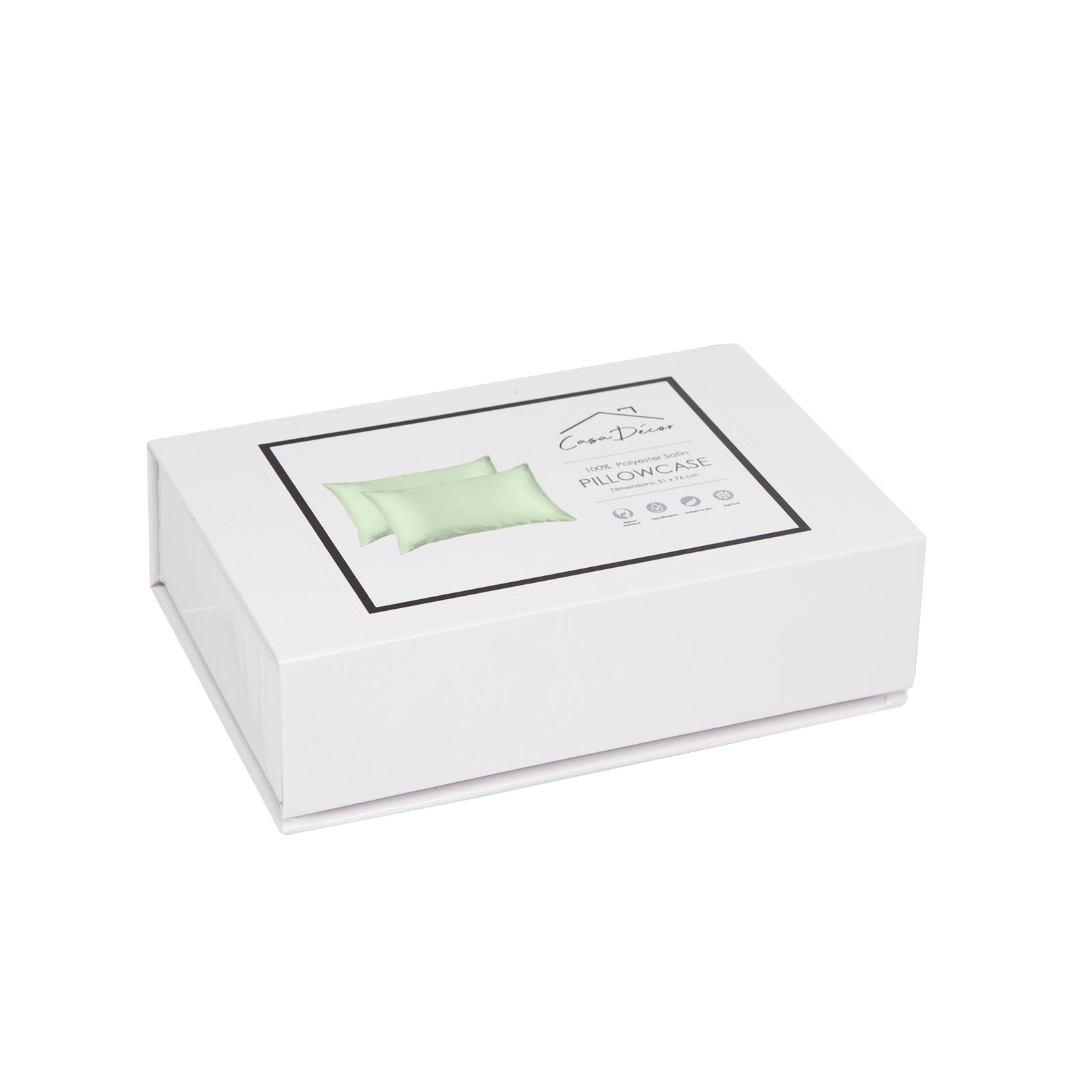 Casa Decor Luxury Satin Pillowcase Twin Pack Size With Gift Box Luxury - Sage Green 4