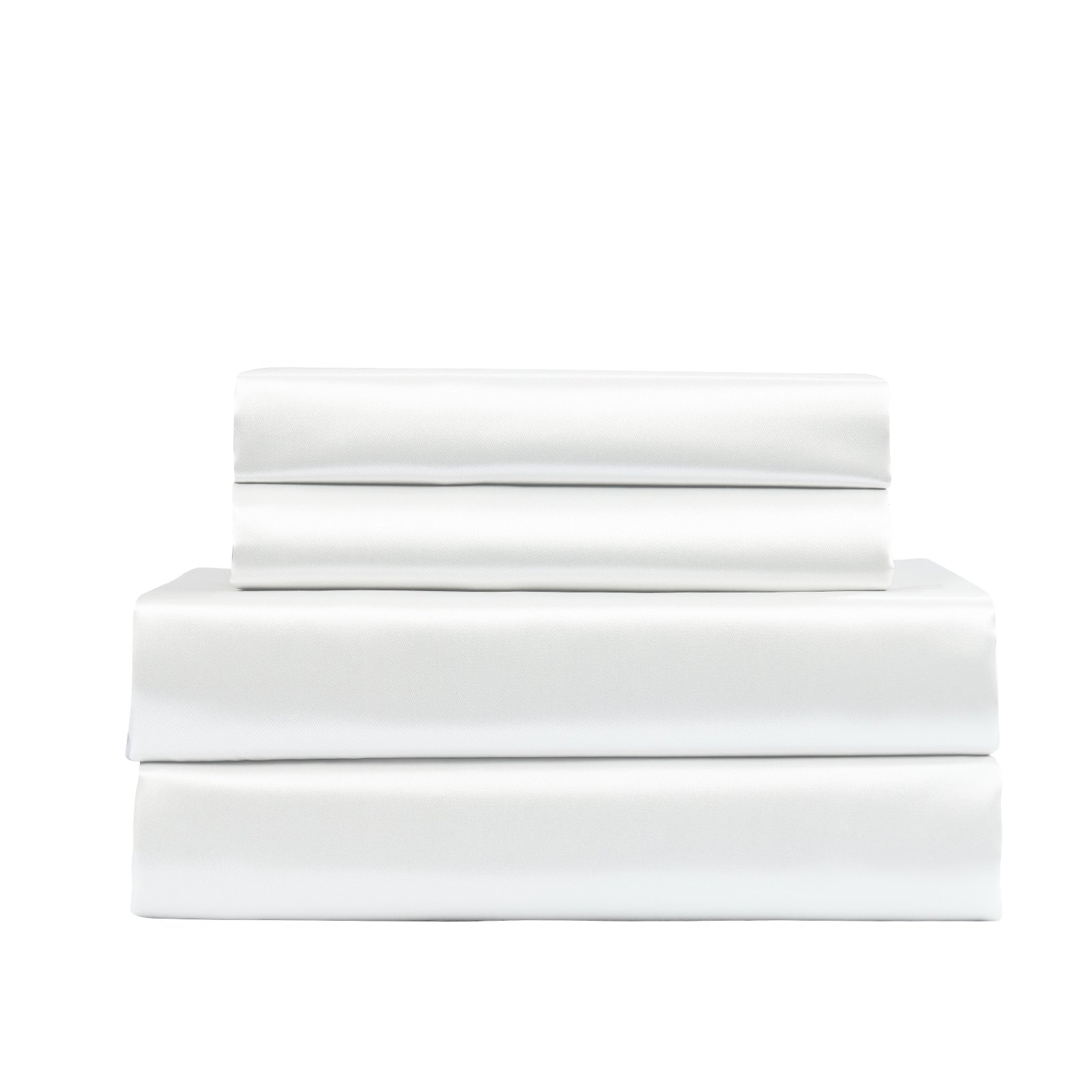 Royal Comfort Satin Sheet Set 4 Piece Fitted Flat Sheet Pillowcases  - King - White 5