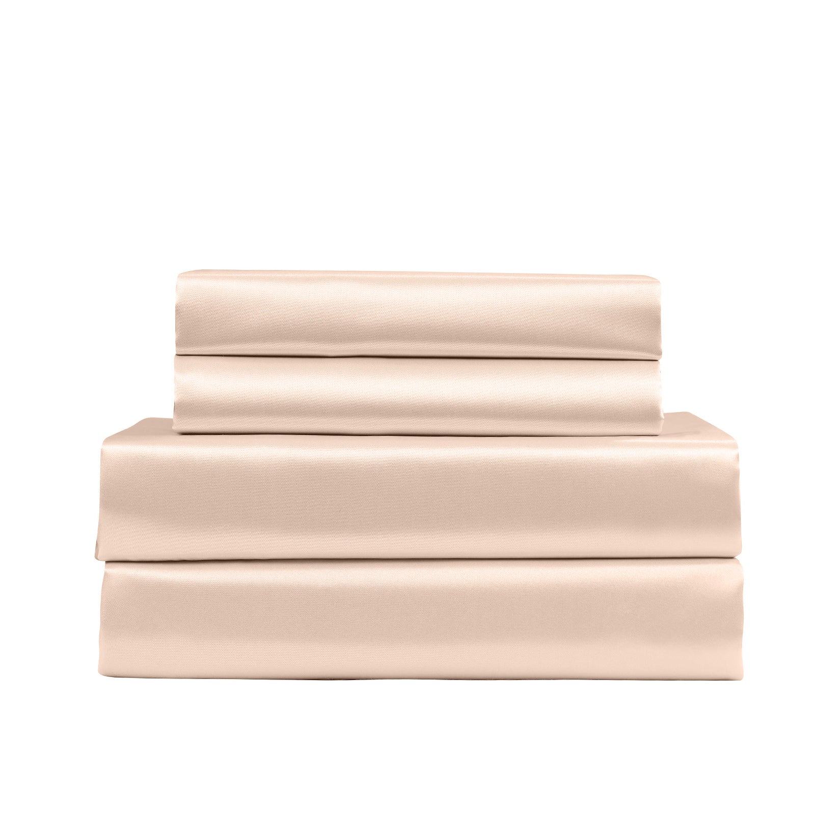 Royal Comfort Satin Sheet Set 4 Piece Fitted Flat Sheet Pillowcases  - King - Champagne Pink 5