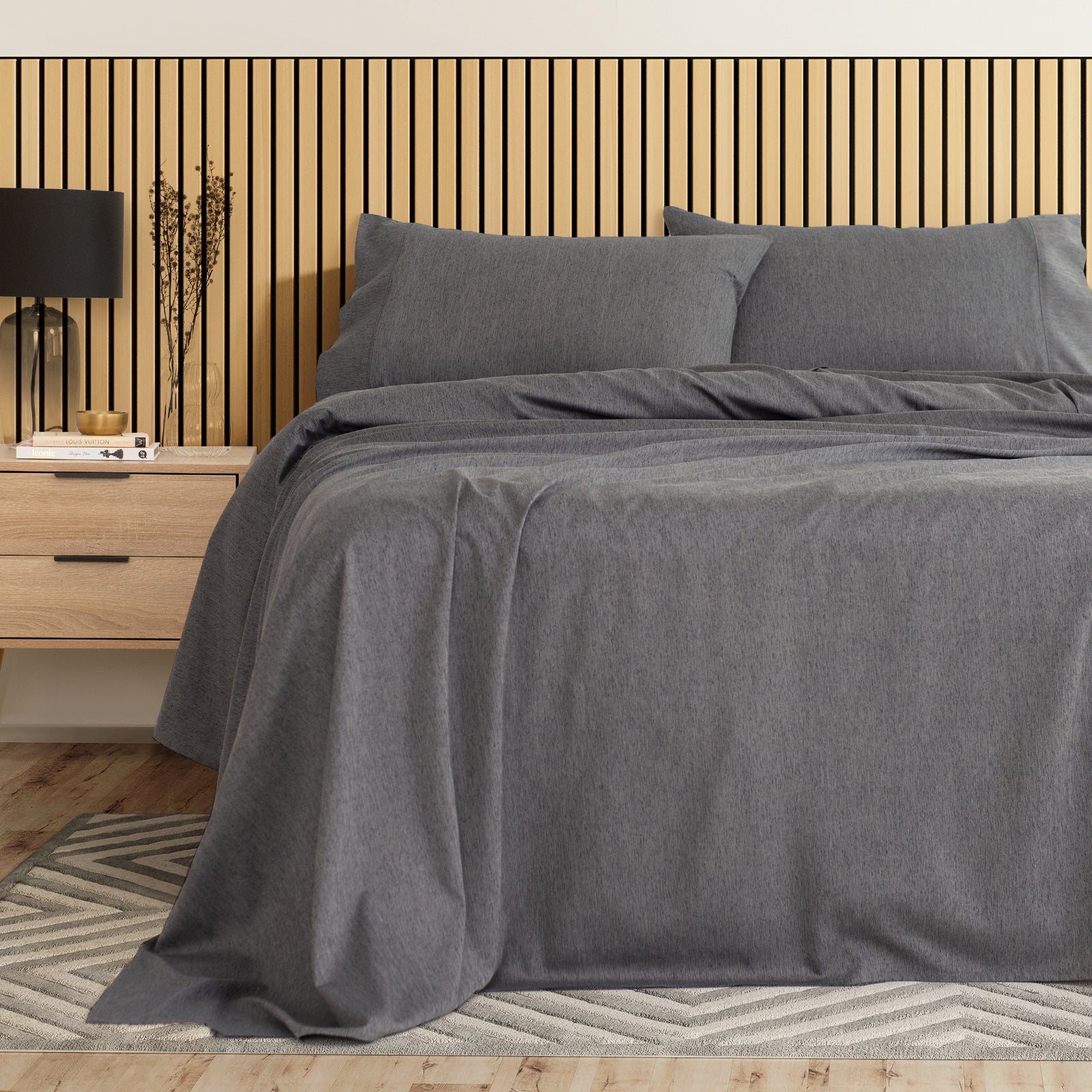 Royal Comfort 3000 Thread Count Bamboo Cooling Sheet Set - King - Charcoal 3