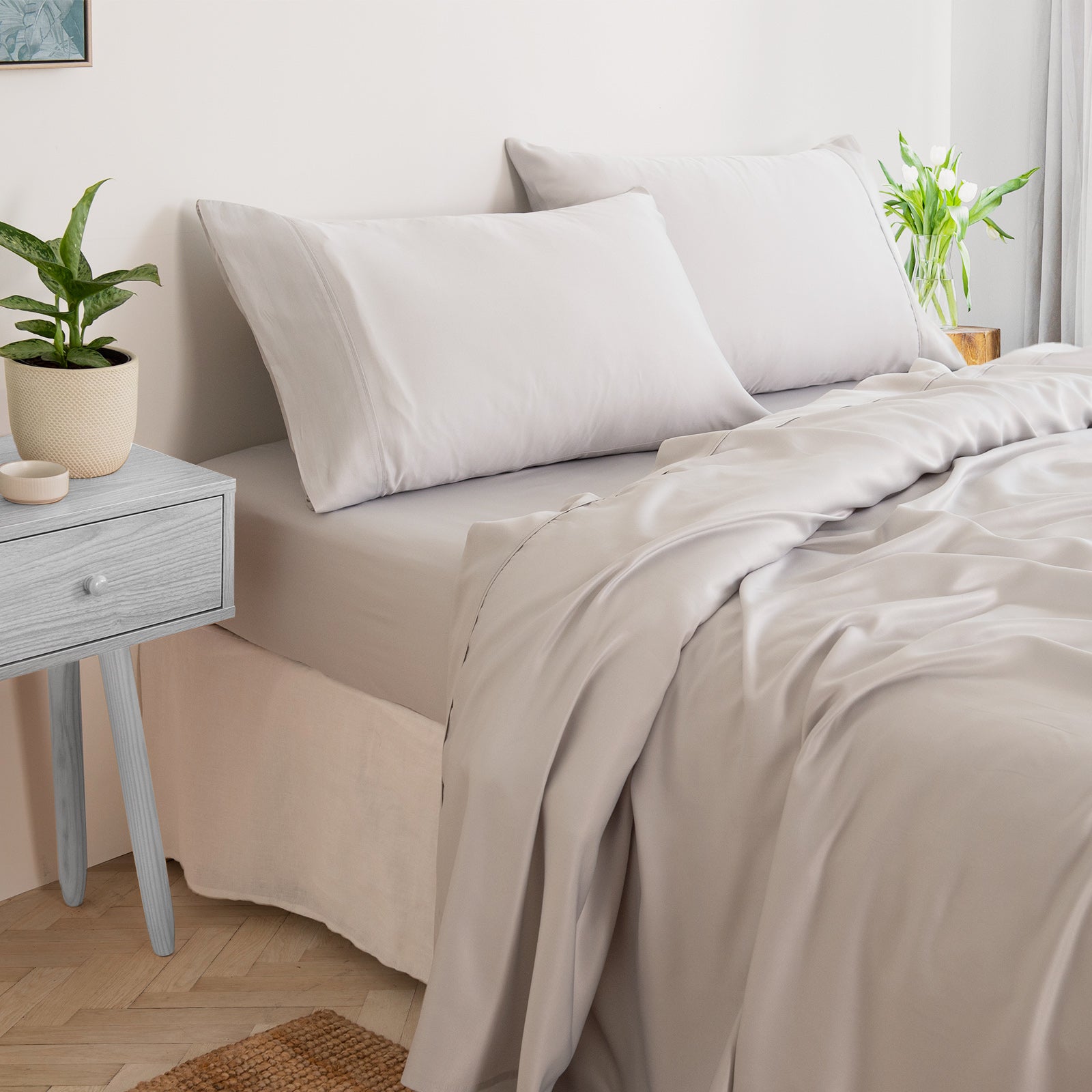 Royal Comfort 3000 Thread Count Bamboo Cooling Sheet Set - King - Mid Grey 4