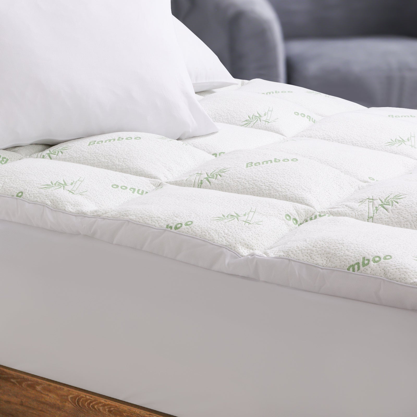Royal Comfort 1000GSM Luxury Bamboo Covered Mattress Topper Ball Fibre Gusset - Double - White 4
