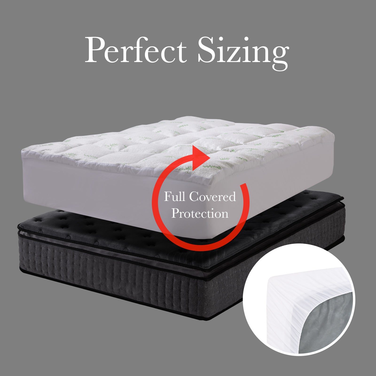 Royal Comfort 1000GSM Luxury Bamboo Covered Mattress Topper Ball Fibre Gusset - Double - White 6