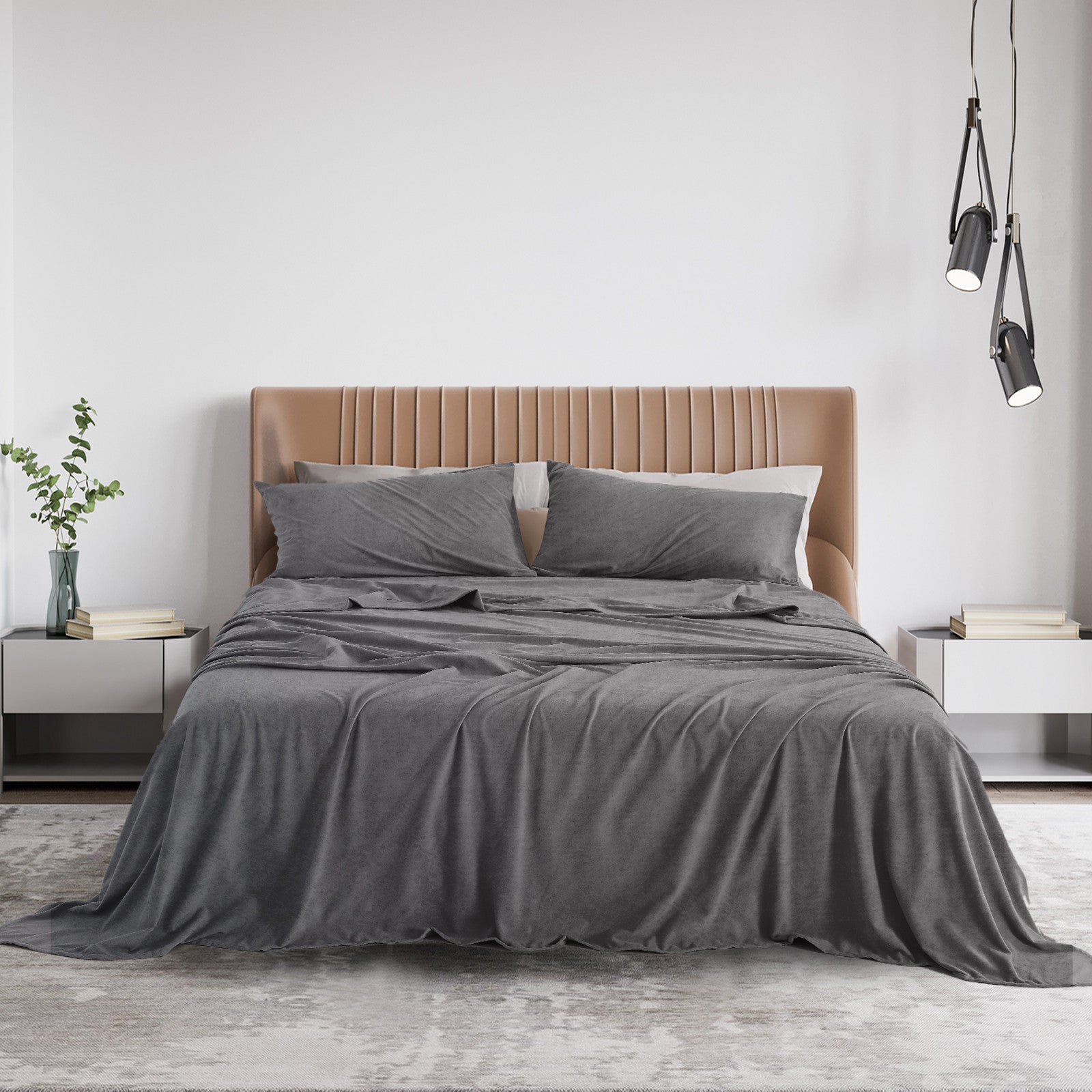 Royal Comfort Polar Fleece Flannel Sheet Set Ultra Soft Plush Cozy - Single - Charcoal 3