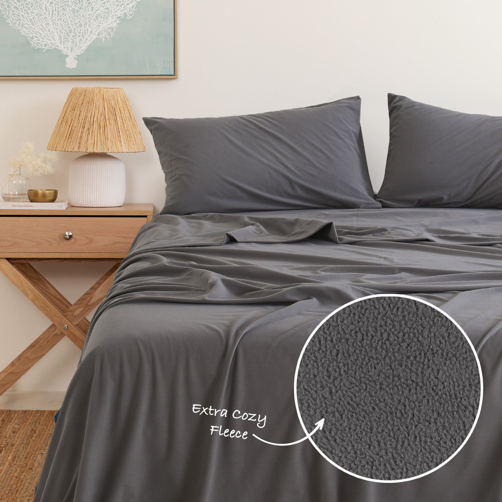 Royal Comfort Polar Fleece Flannel Sheet Set Ultra Soft Plush Cozy - Single - Charcoal 4