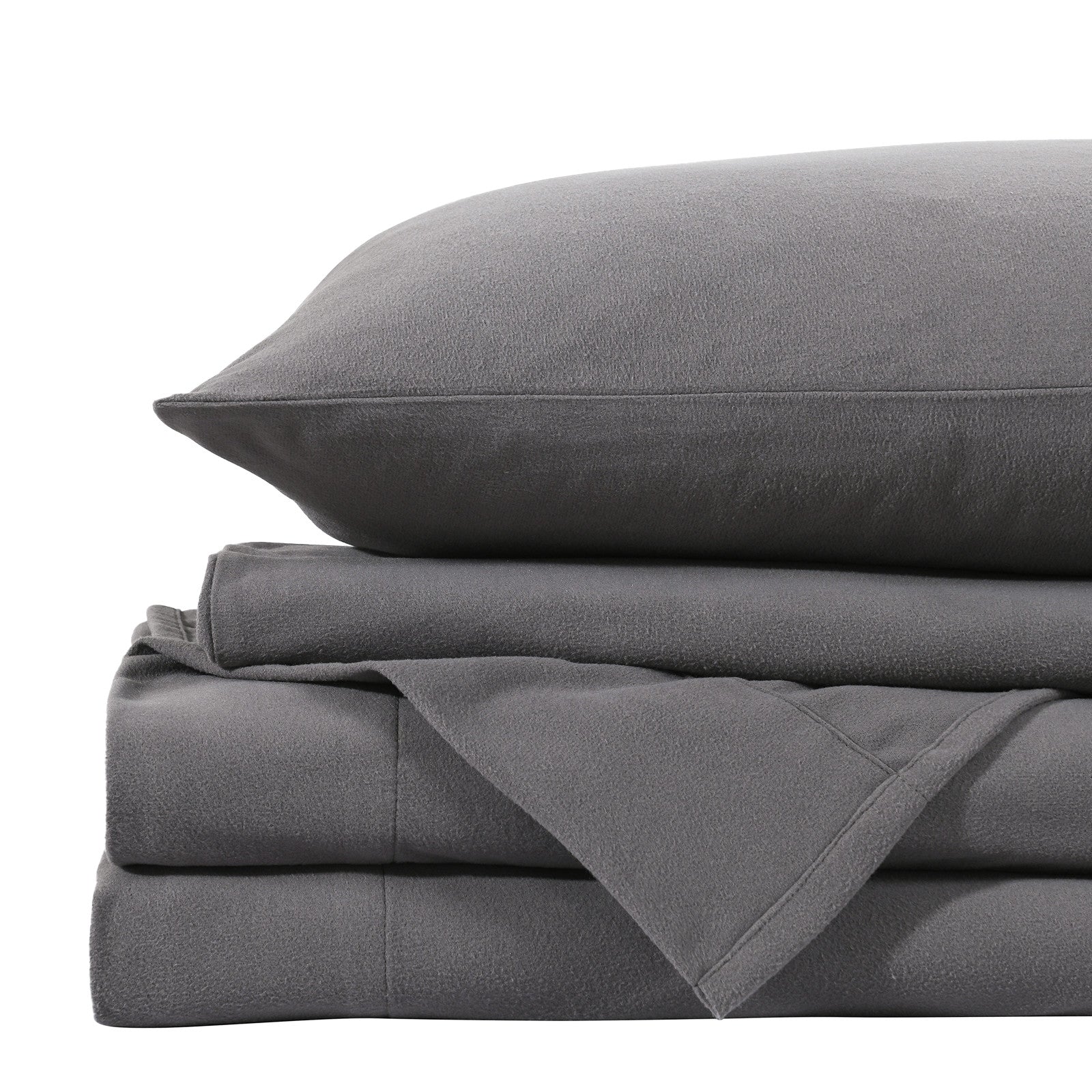 Royal Comfort Polar Fleece Flannel Sheet Set Ultra Soft Plush Cozy - Single - Charcoal 5