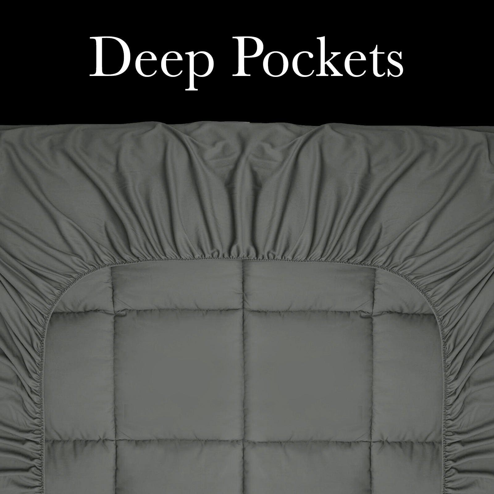 Royal Comfort Charcoal Bamboo Blend Topper 800GSM 45cm Skirt Luxury Bedding - Single - Charcoal 10