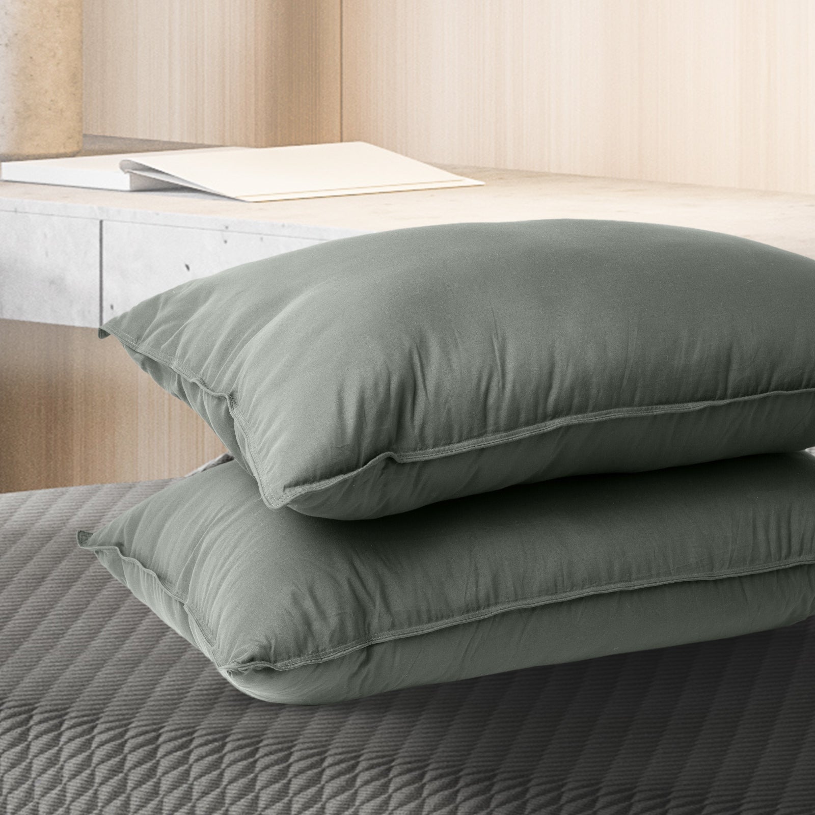 Royal Comfort Charcoal Bamboo Pillow Hotel Quality Luxury Twin Pack 7