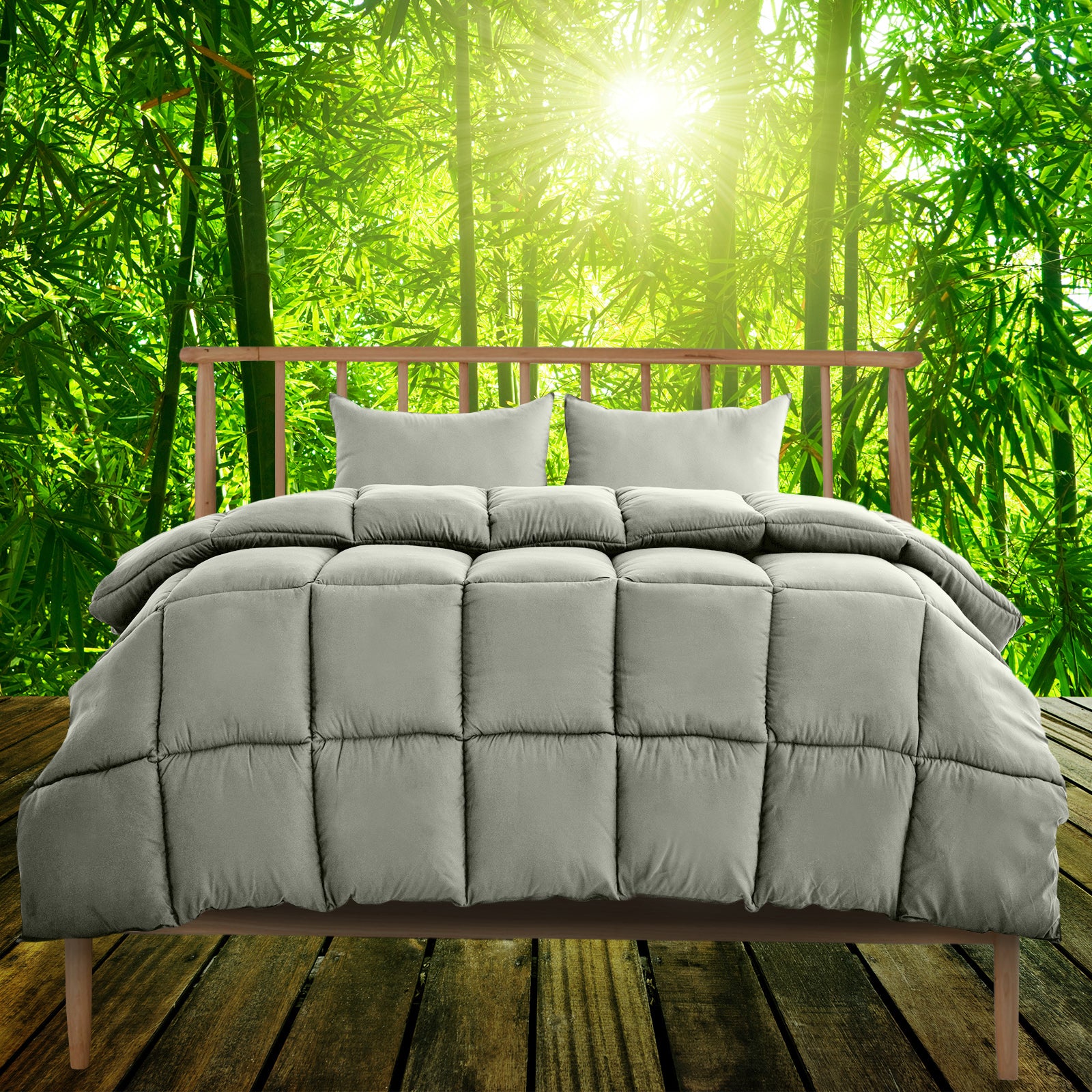 Royal Comfort 350GSM Charcoal Bamboo Quilt Luxury Bedding Duvet All Seasons - Double - Charcoal 5